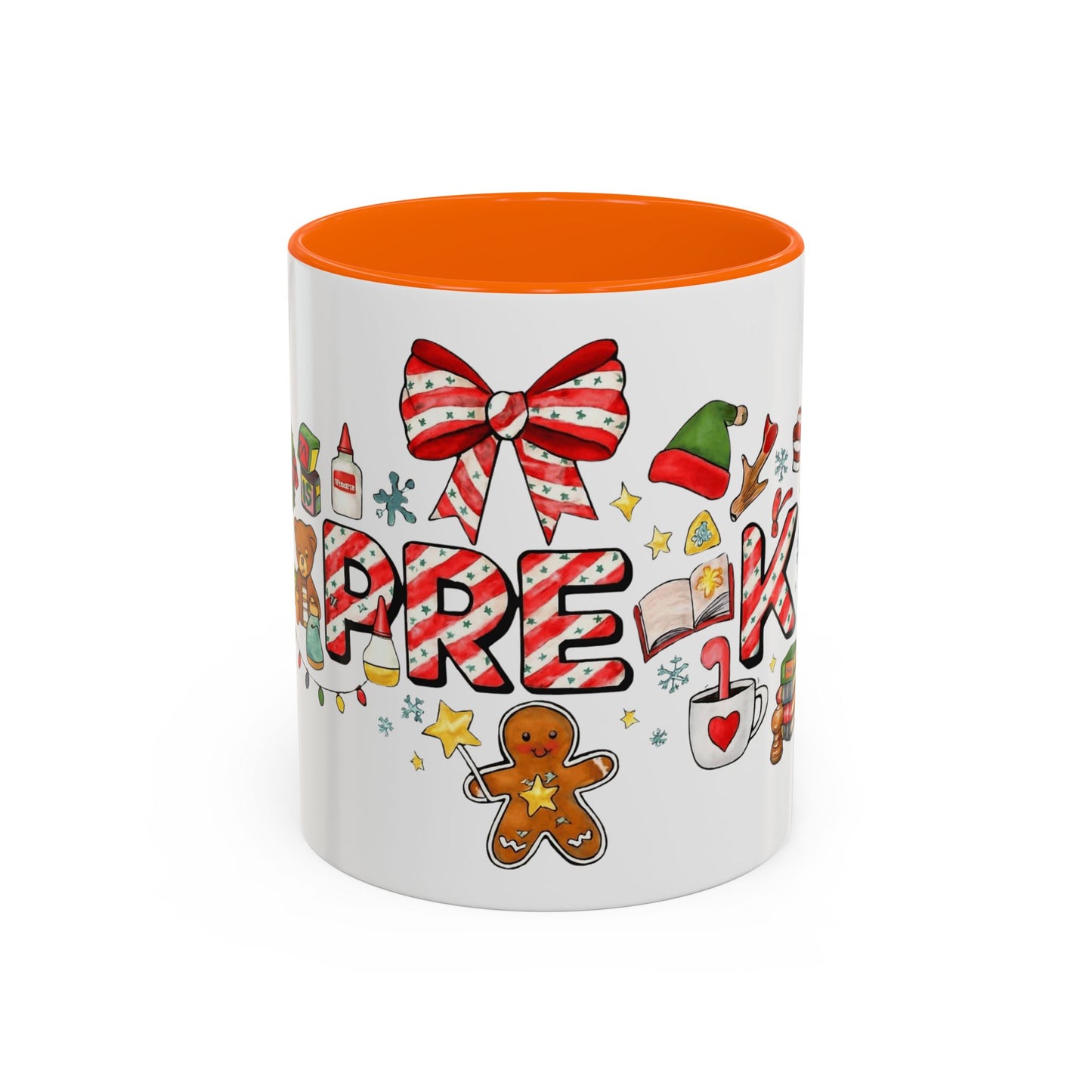 Holiday Teacher Coffee Mug 'PRE-K' Festive Gingerbread & Candy Cane Design (11/15oz) School Staff Christmas Mug Collection
