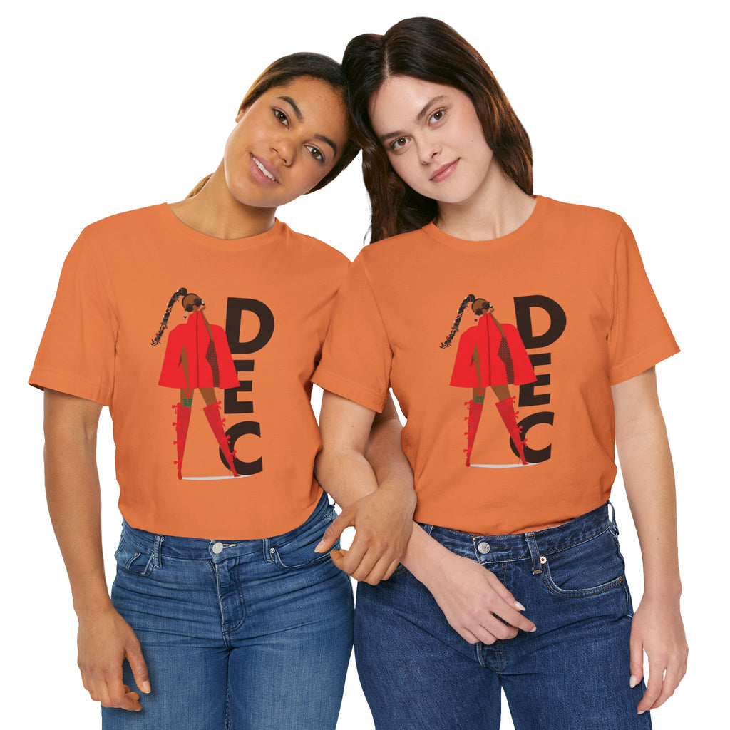 December Fashion Tee  Red Coat Model Graphic Shirt