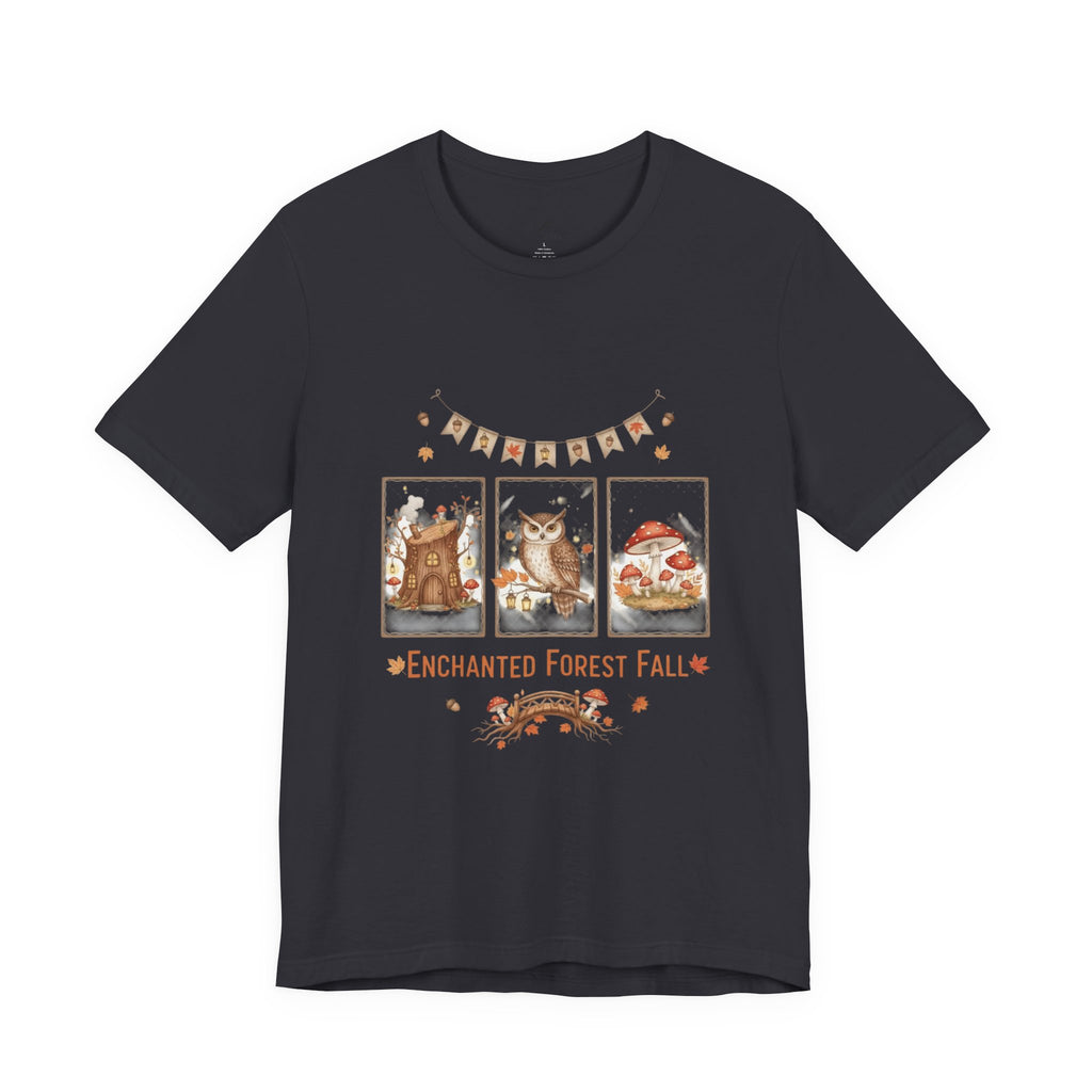 Enchanted Forest Fall Tee, Cute Owl Shirt, Autumn Graphic Tee, Nature Lover Gift, Cozy Fall Apparel, Wildlife T-Shirt, Unisex Fall Top