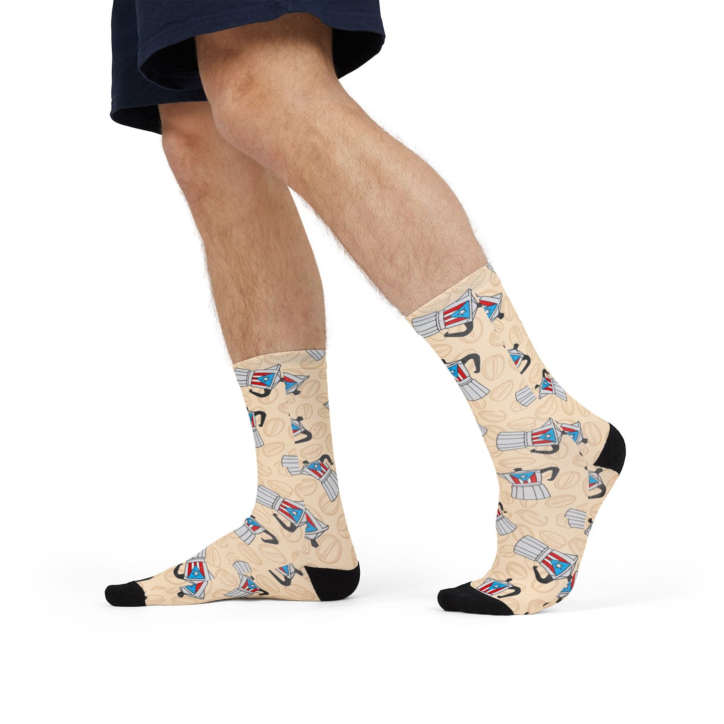 Coffee Moka Pot Crew Socks — Cute Espresso Patterned Sublimation Socks