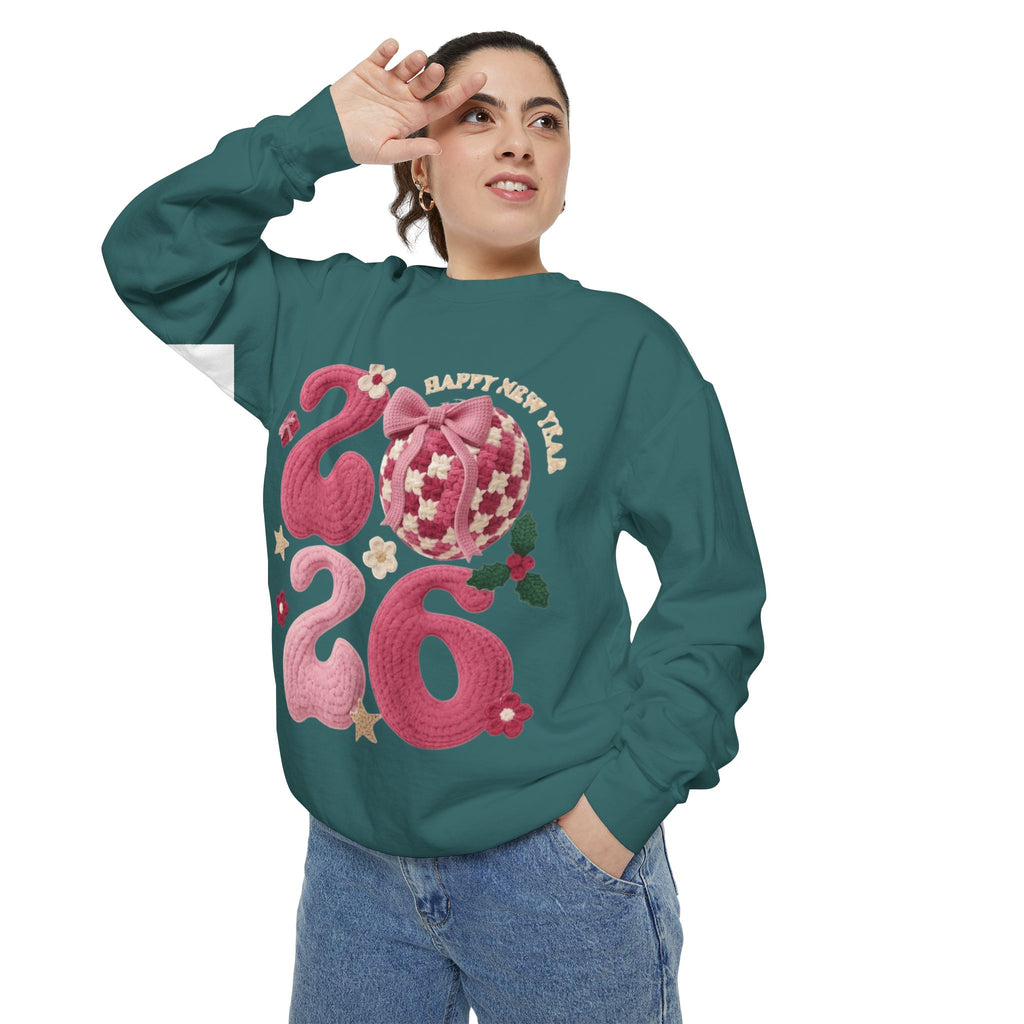 Happy New Year 2026 Sweater  Pink Festive Graphic Sweatshirt
