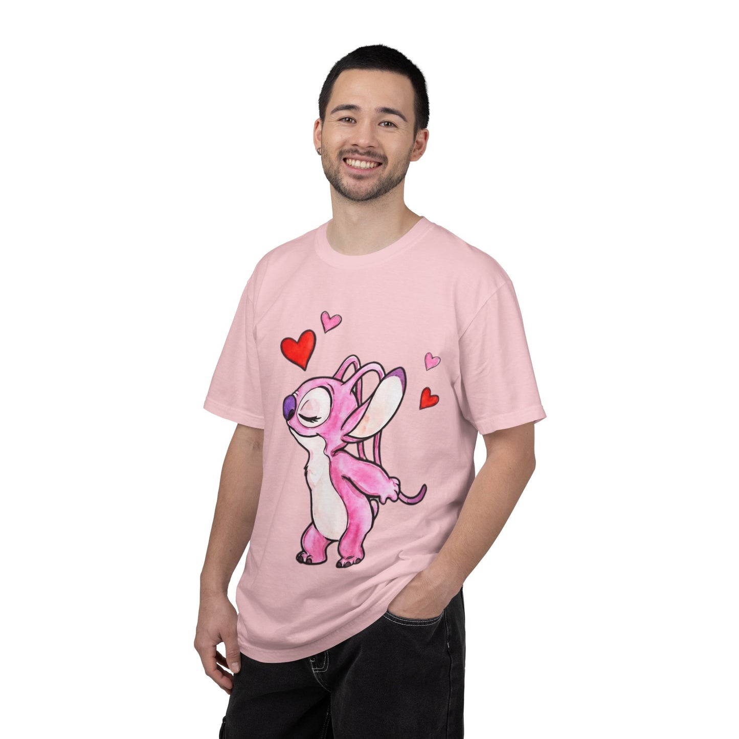 T-Shirt — Cute Pink Cartoon Creature with Hearts | Valentine’s Gift Tee