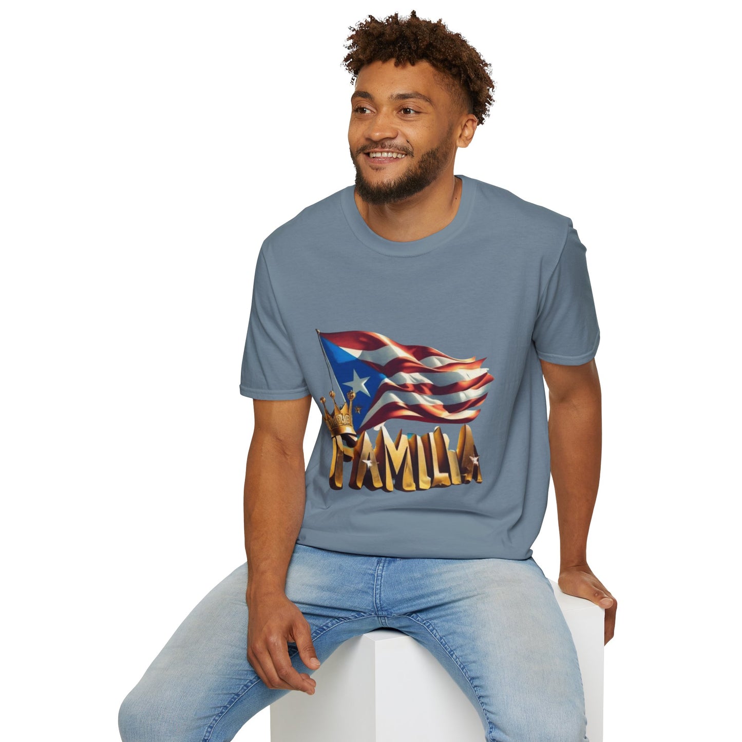 Puerto Rican Familia T-Shirt, Unisex Softstyle Tee, Patriotic Shirt, Family Unity Gift, Summer Celebration Apparel