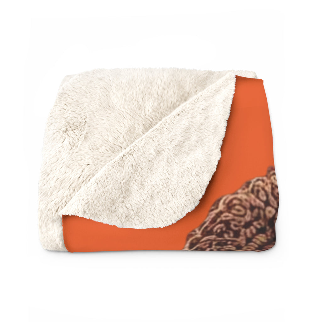 Cozy Crochet Mouse Holiday Sherpa Blanket — Cute Gingerbread Toy Wrapped in Christmas Lights