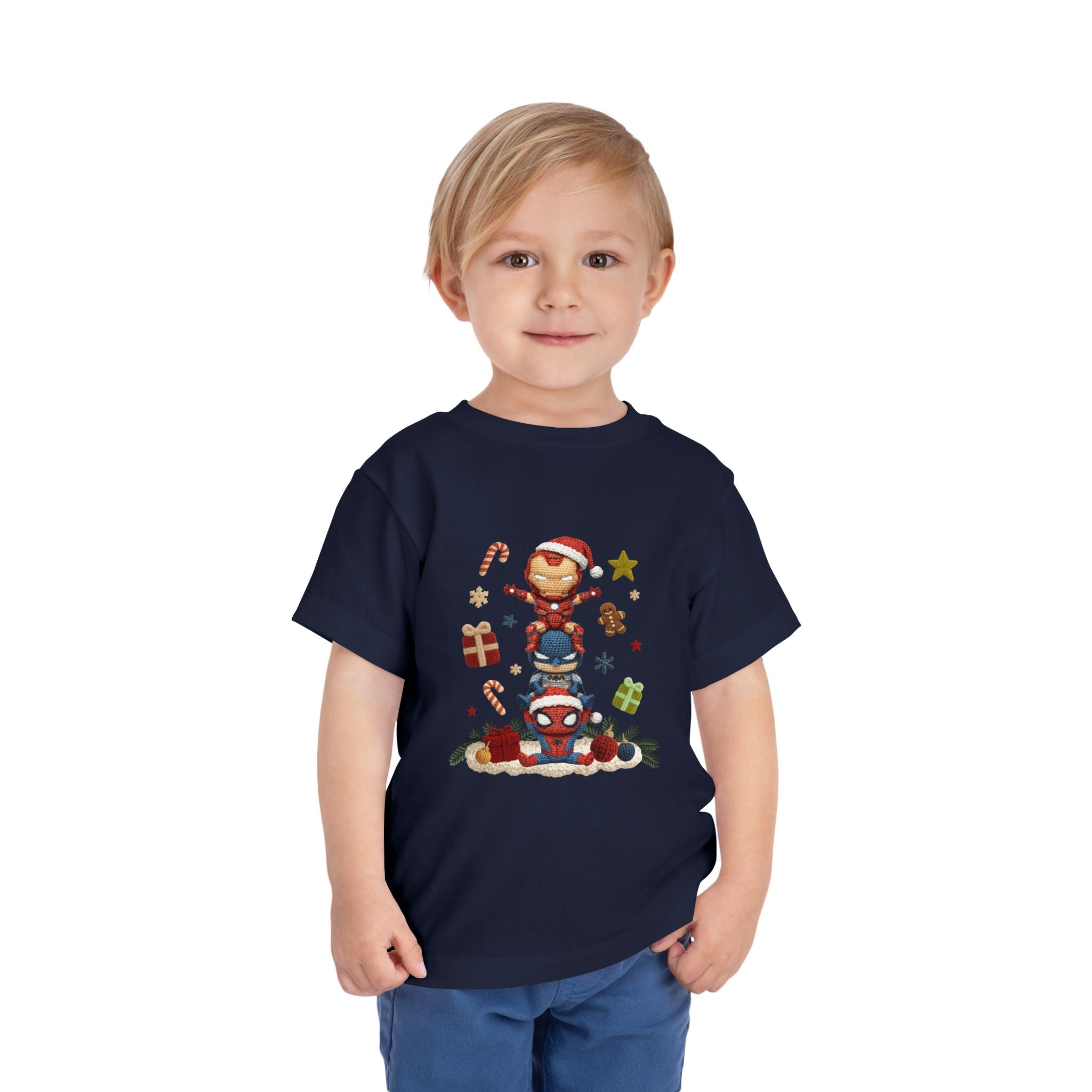 Toddler Tee  Cute Stacked Superhero Christmas Pile christmas kids collection