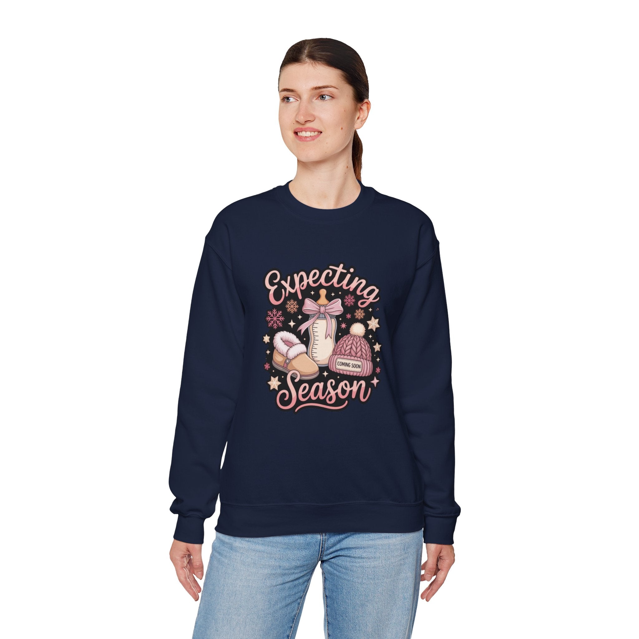 Expecting Season Sweatshirt  Cute Pregnancy Announcement Pullover Cartoon Christmas T-shirts and Sweaters