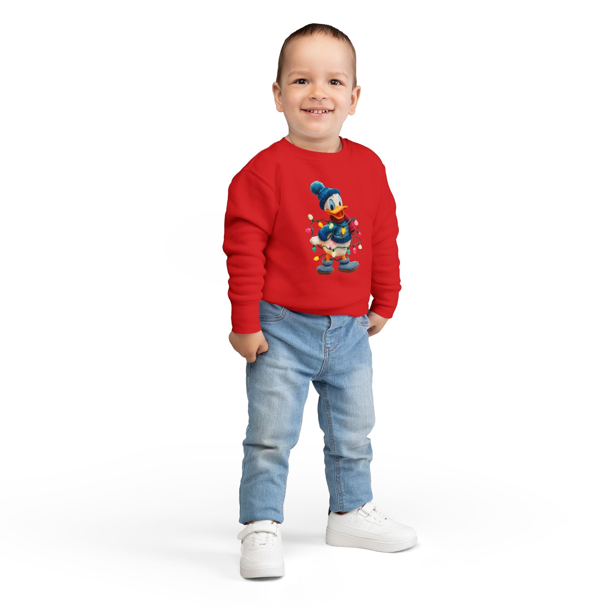 Toddler Sweatshirt  Festive Donald Duck Holiday Lights Pullover