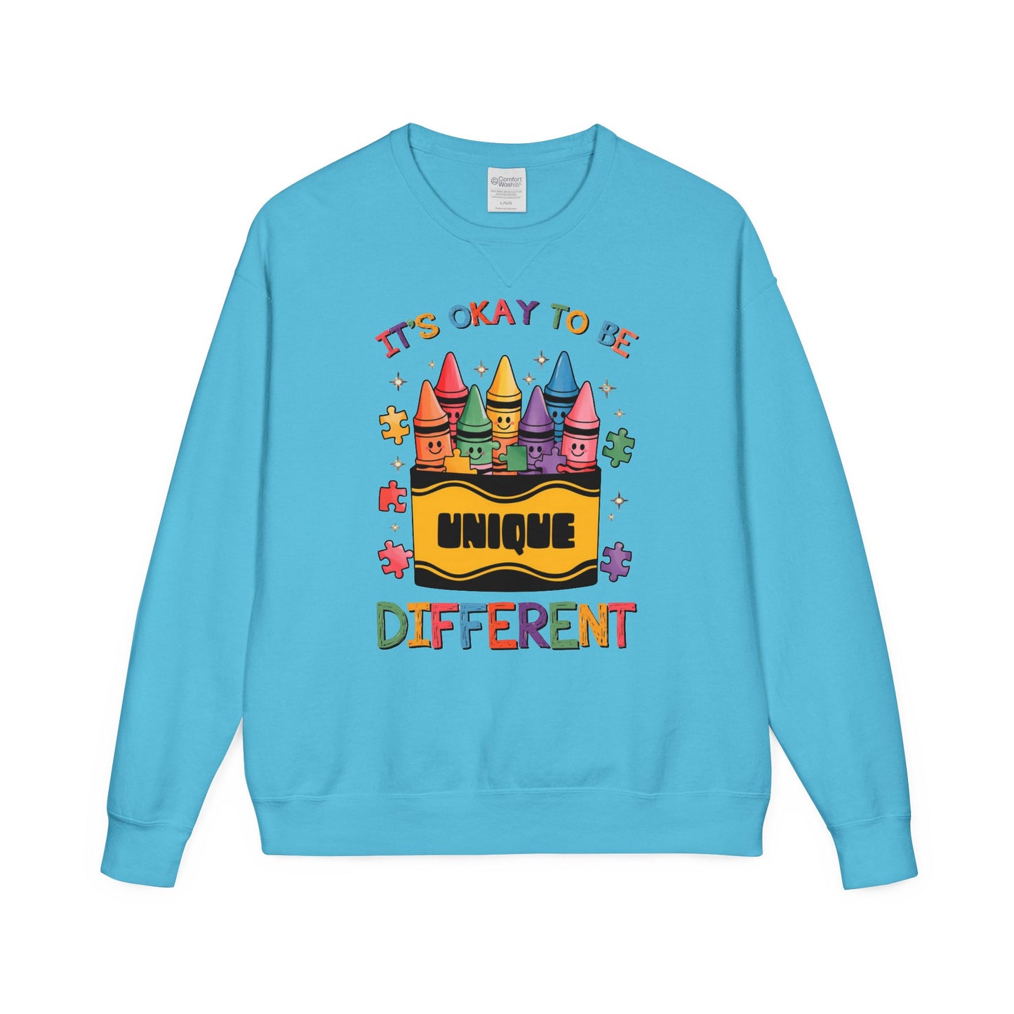Autism Awareness & Pride Collection Unique & Different Crewneck Sweatshirt - Unisex ComfortWash®
