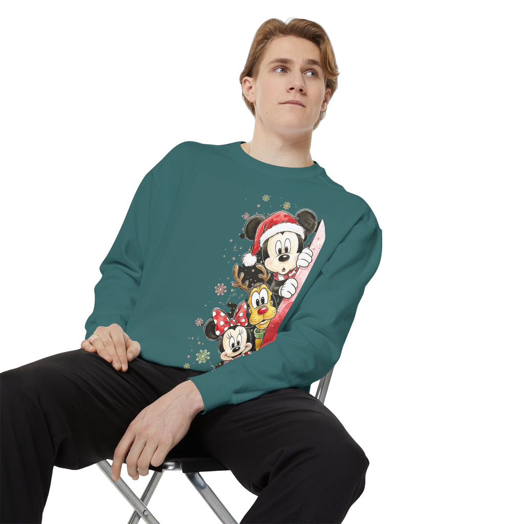 Christmas Disney Characters Sweatshirt  Mickey, Minnie & Pluto Holiday Crew Cartoon Christmas T-shirts and Sweaters
