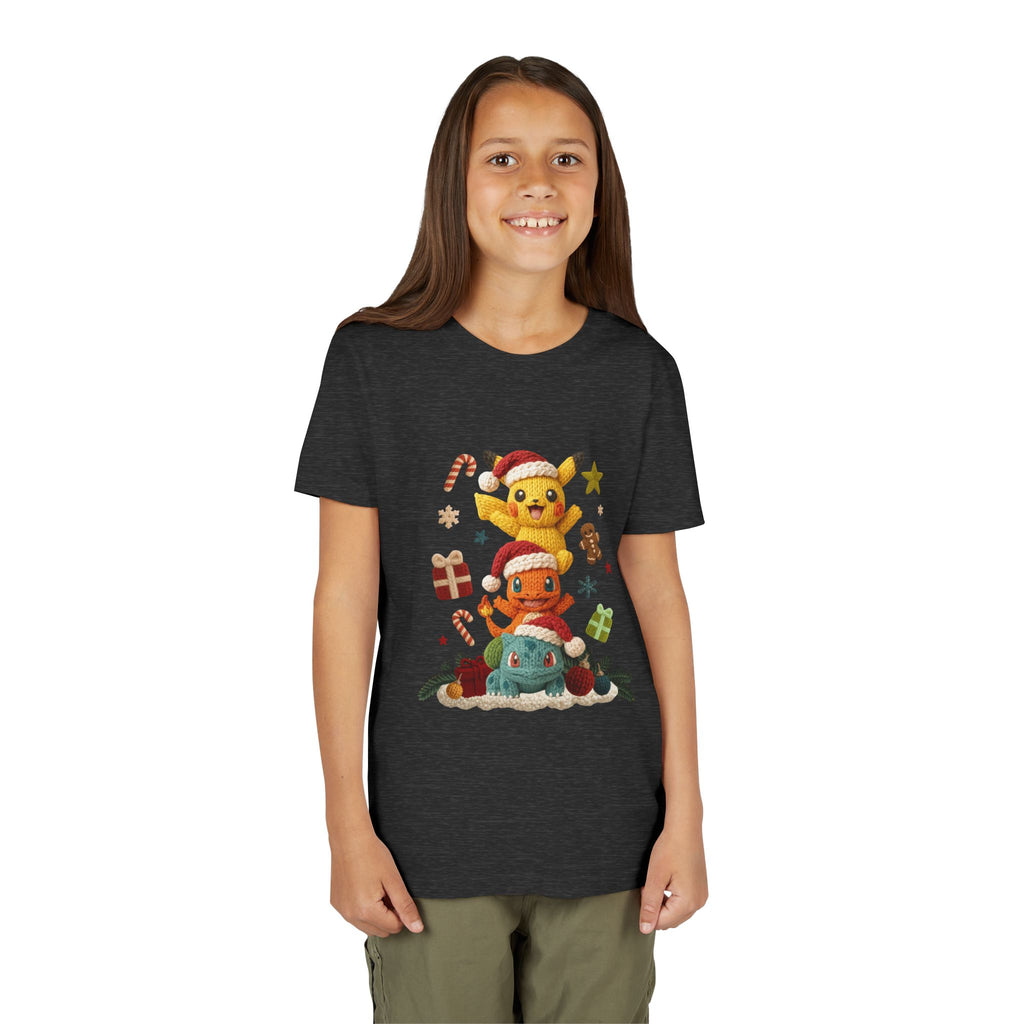 Kids Holiday Tee  Cute Stacked cartoon Characters Christmas Design