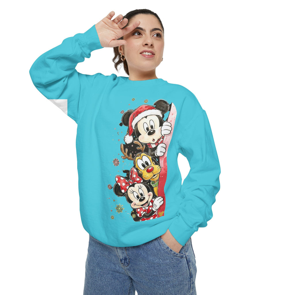 Christmas Disney Characters Sweatshirt  Mickey, Minnie & Pluto Holiday Crew Cartoon Christmas T-shirts and Sweaters