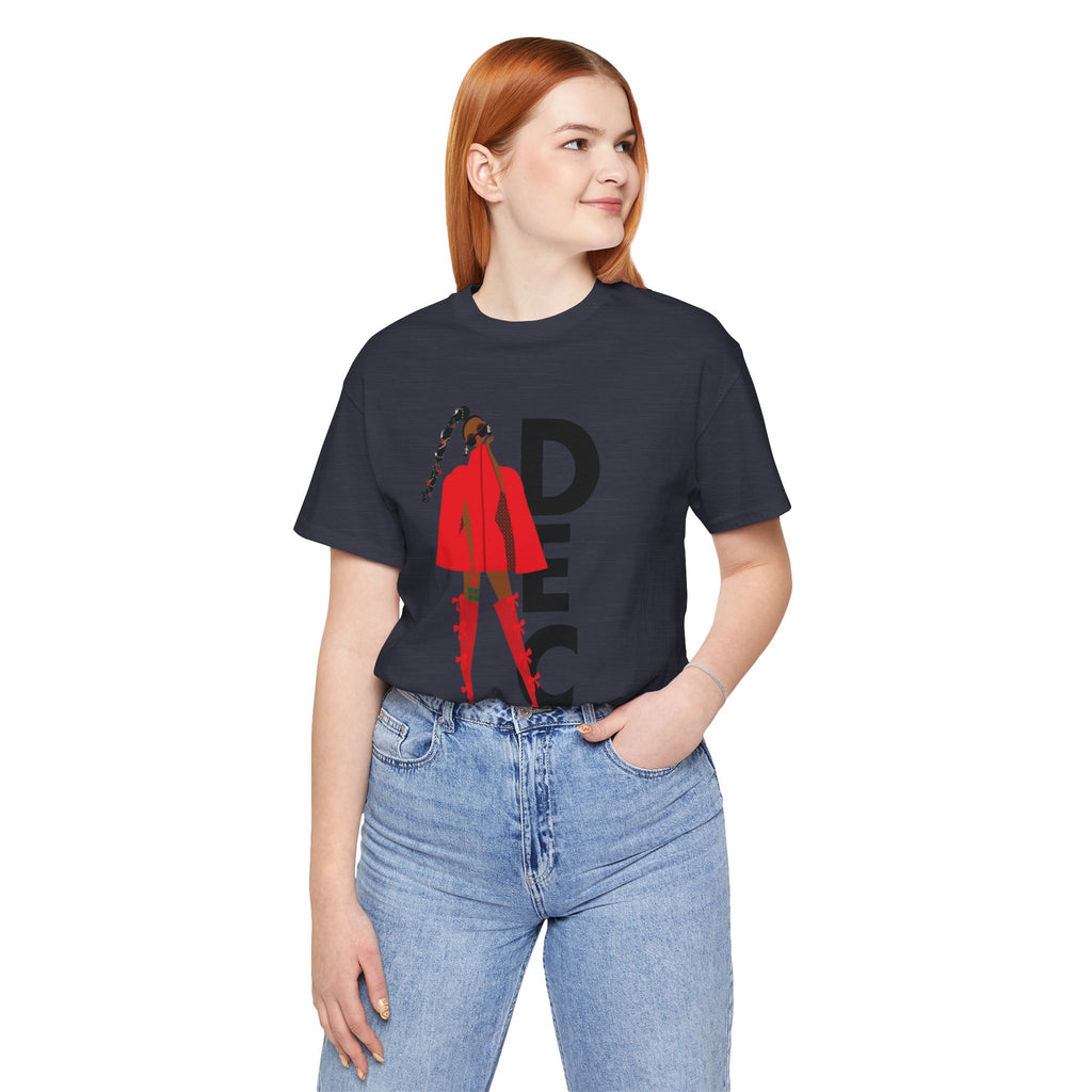 December Fashion Tee  Red Coat Model Graphic Shirt