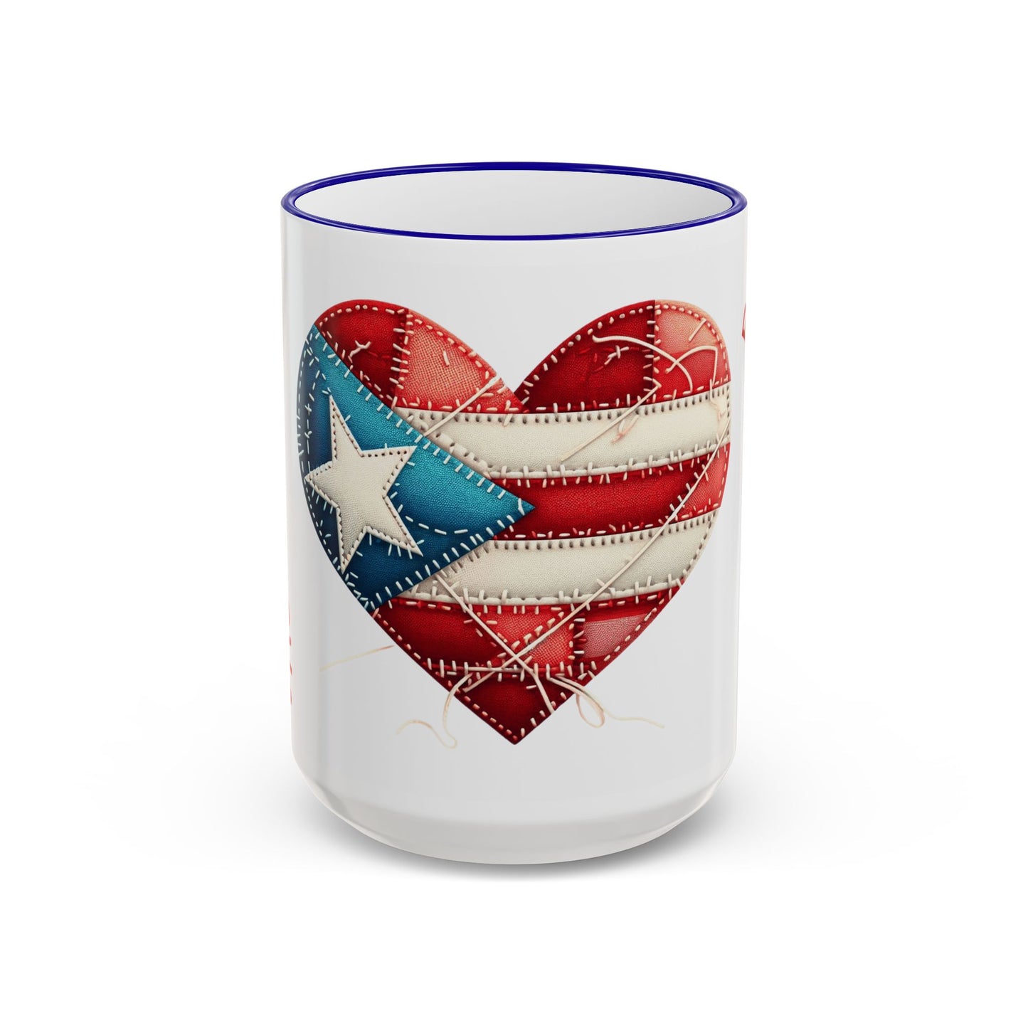 Puerto Rico Flag Heart Accent Rim Mug — Patriotic Coffee Cup (11oz/15oz)