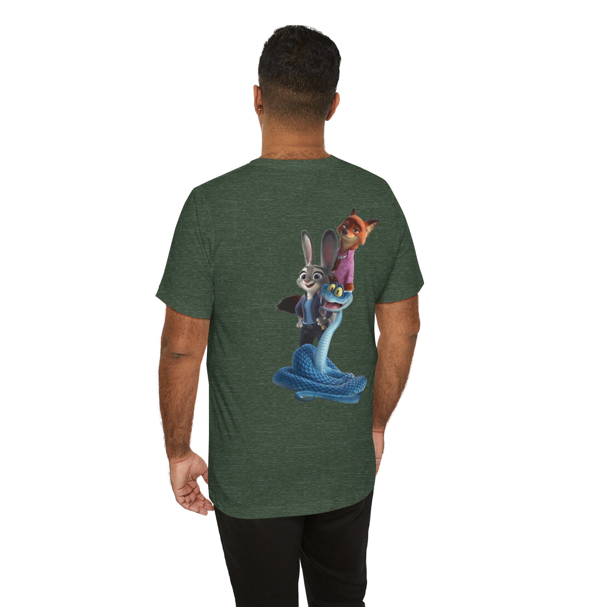 Animated Character Tee — Cute Fox & Bunny Stack Graphic T-Shirt  cartoon-style Christmas artwork