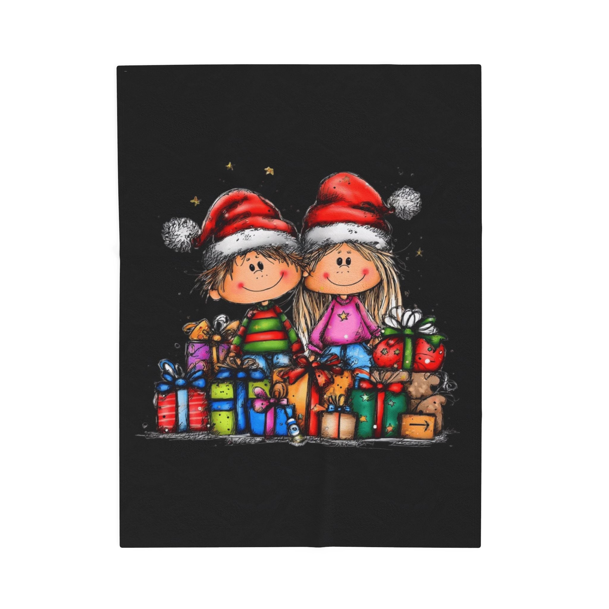 Christmas Kids & Gifts Velveteen Plush Blanket