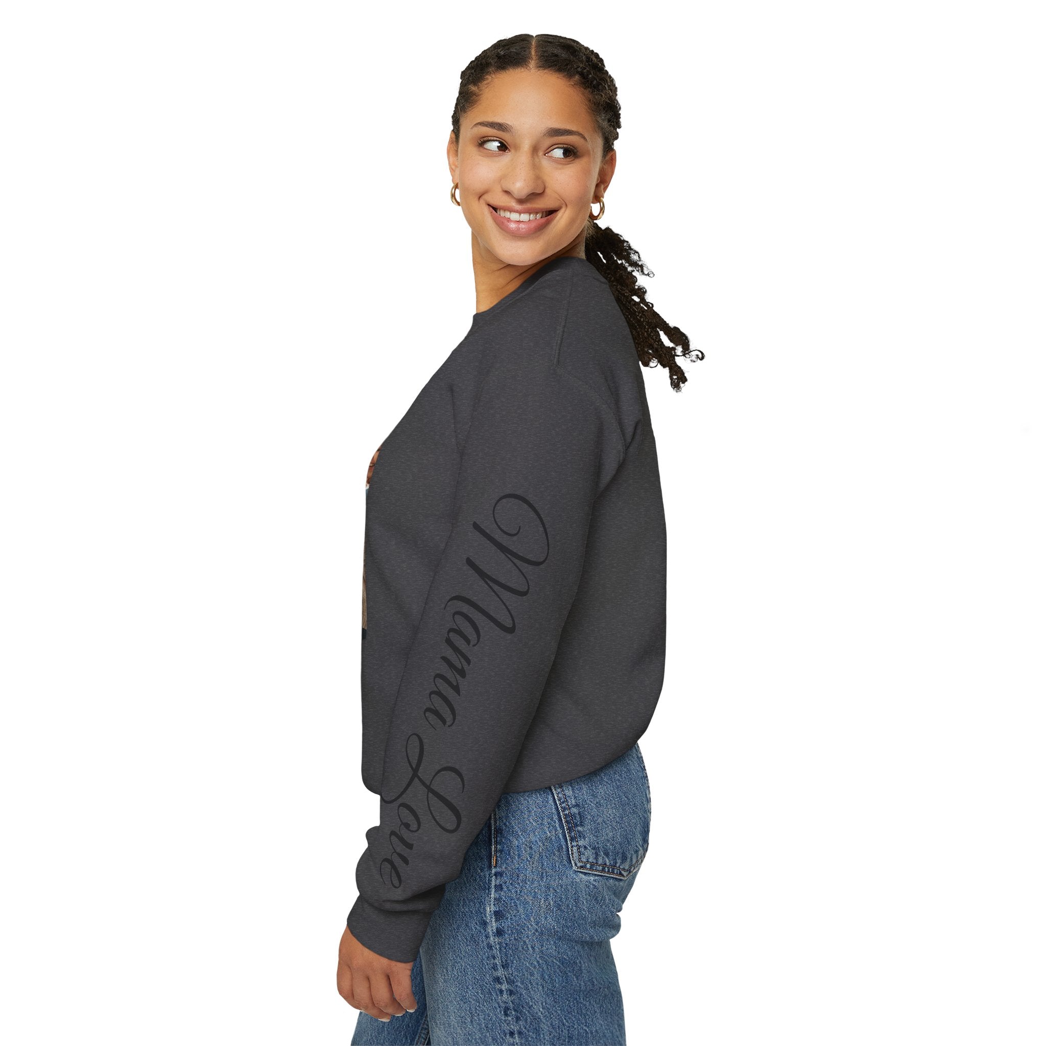Mama Photo Collage Sweatshirt — "MAMA: clothed in strength & dignity" Sleeve Script