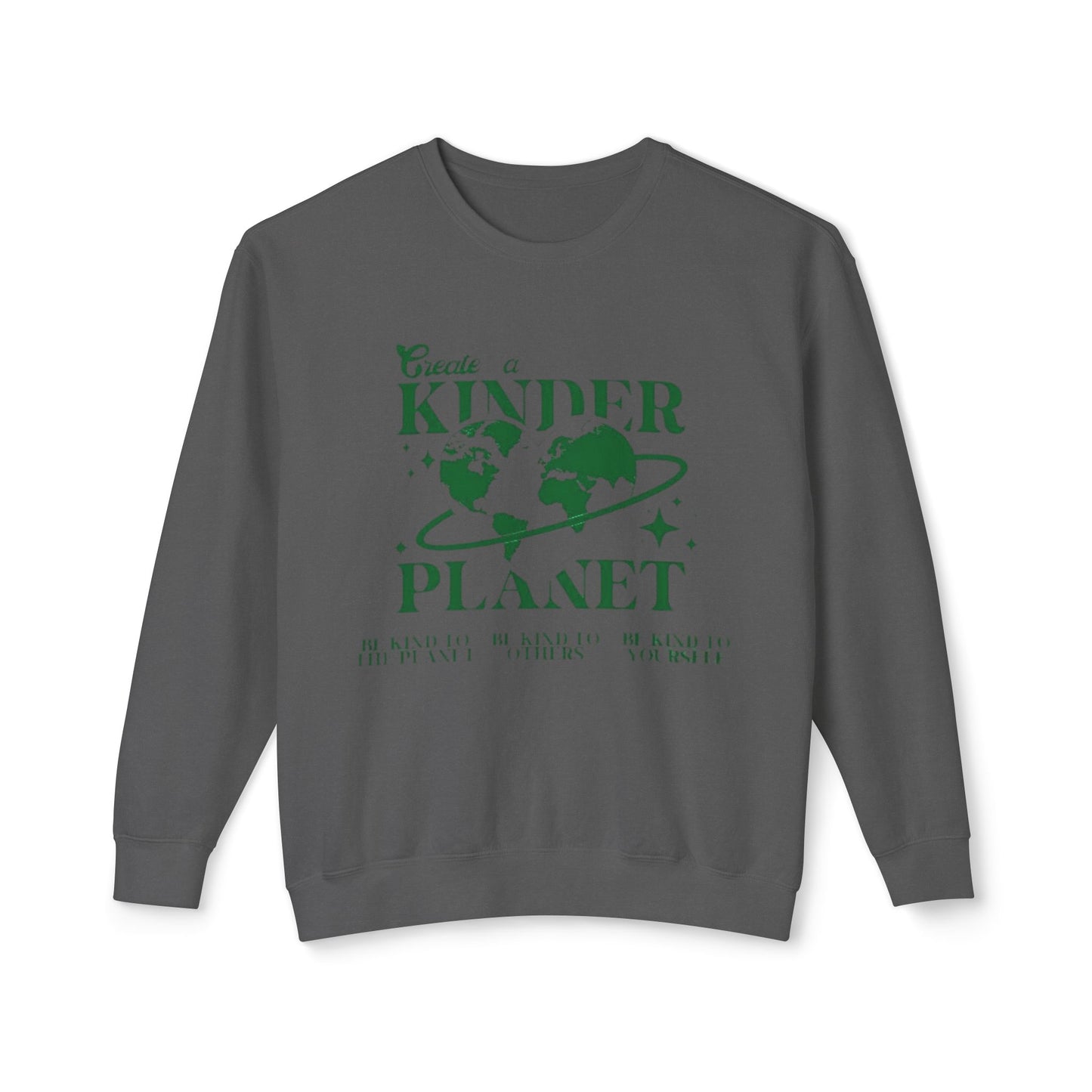 Kinder Planet Crewneck Sweatshirt Eco-Friendly Earth Day Graphic Pullover