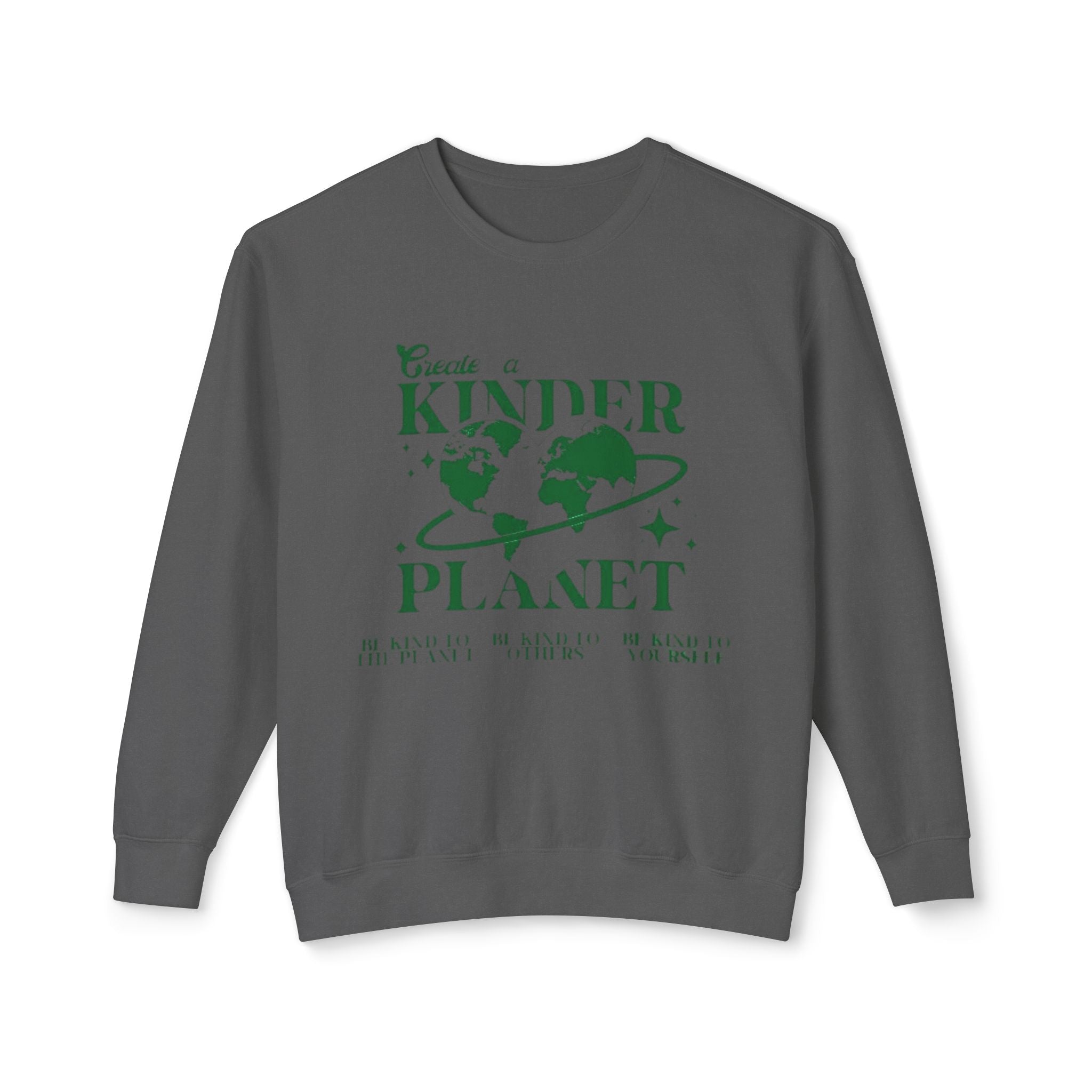 Kinder Planet Crewneck Sweatshirt Eco-Friendly Earth Day Graphic Pullover