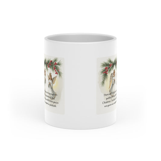 Heart-Shaped Christmas Mug with Angel Design Christmas Mugs | Holiday Coffee Cups with Festive Quotes & Designs