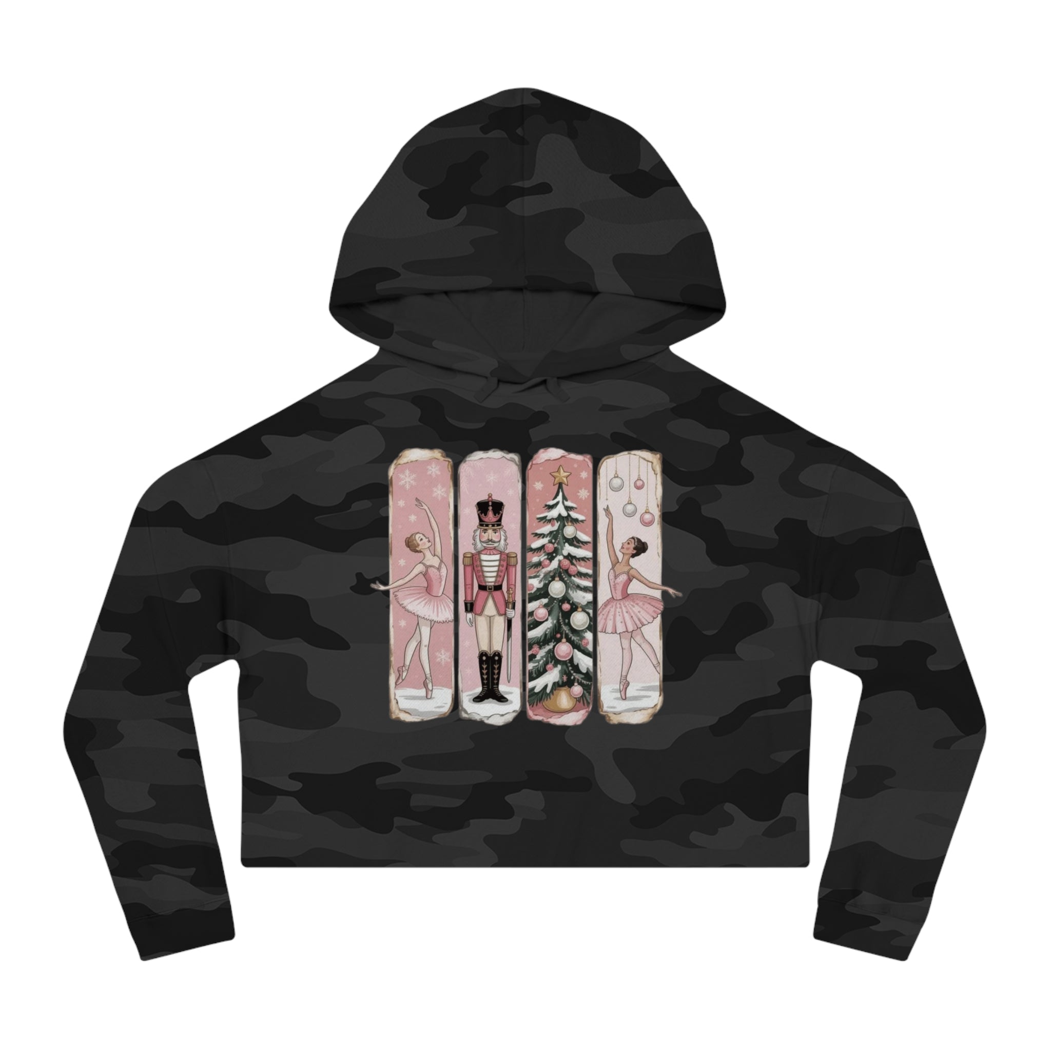 Nutcracker Ballerina Cropped Hoodie  Holiday Dance Sweater Cartoon Christmas T-shirts and Sweaters
