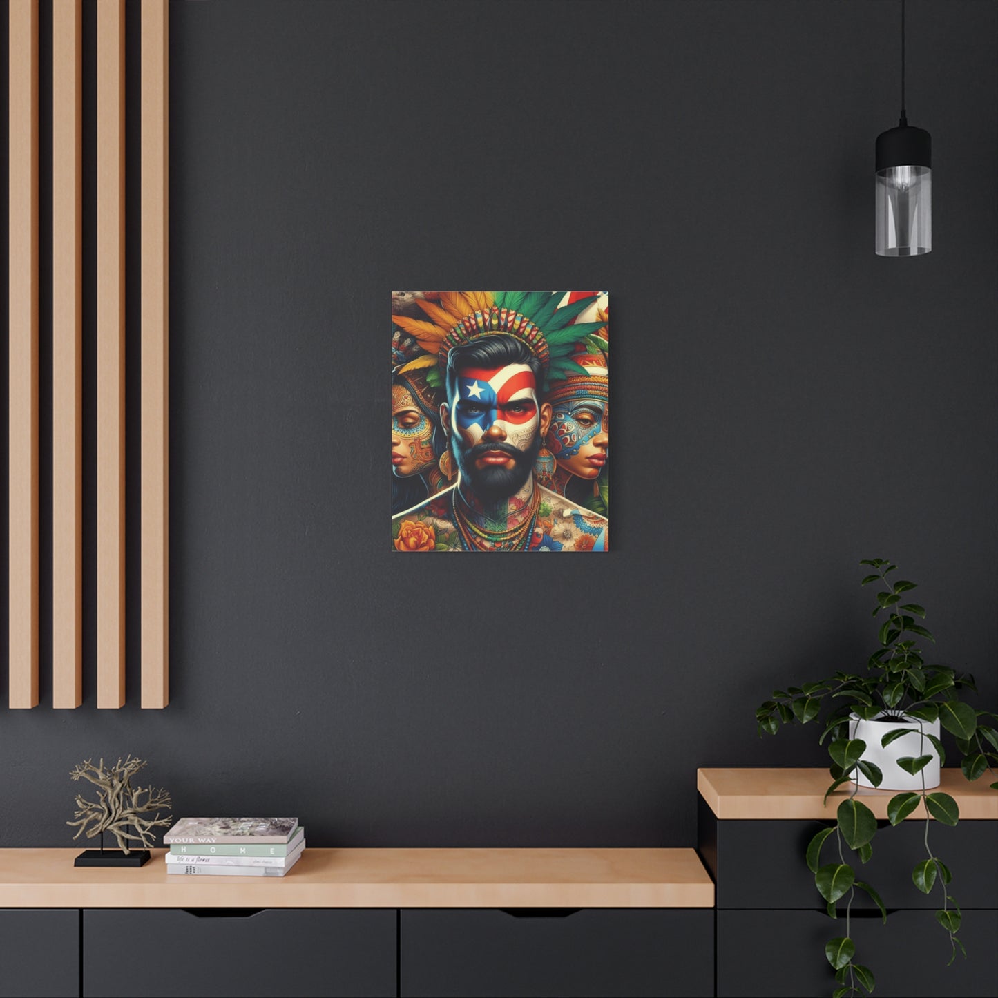 La Isla del Encanto Taíno Symbol Design Vibrant Cultural Art Canvas Print, Wall Decor, Home Decoration, Unique Artwork, Bohemian Style, Gift for Art Lovers