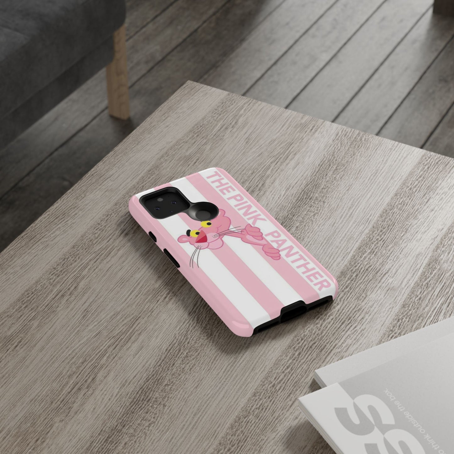 Pink Panther Tough Case Retro Striped Phone Case with "The Pink Panther" Design