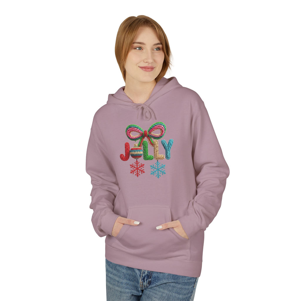 Jolly Candy Cane Holiday Hoodie — "JOLLY" Festive Sweatshirt