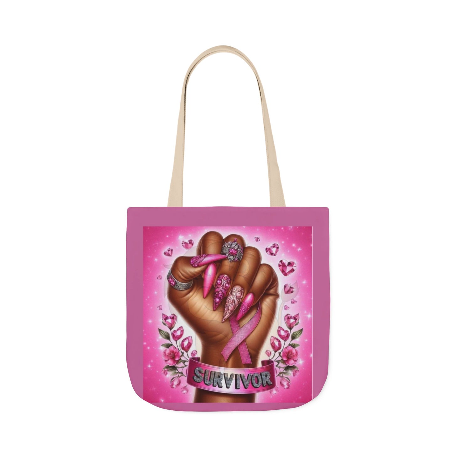 Breast Cancer Survivor Tote Bag  Pink Ribbon Empowerment Canvas Tote
