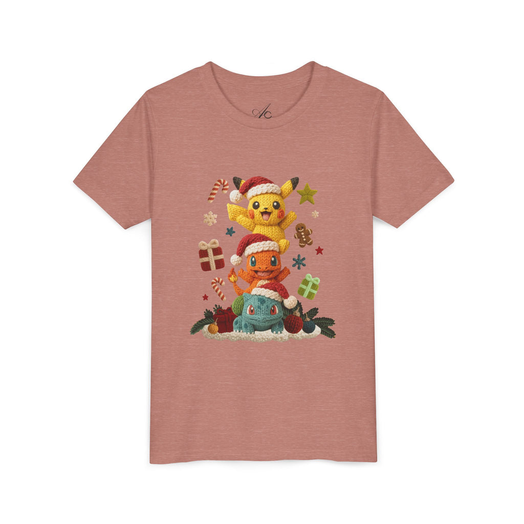Kids Holiday Tee  Cute Stacked cartoon Characters Christmas Design