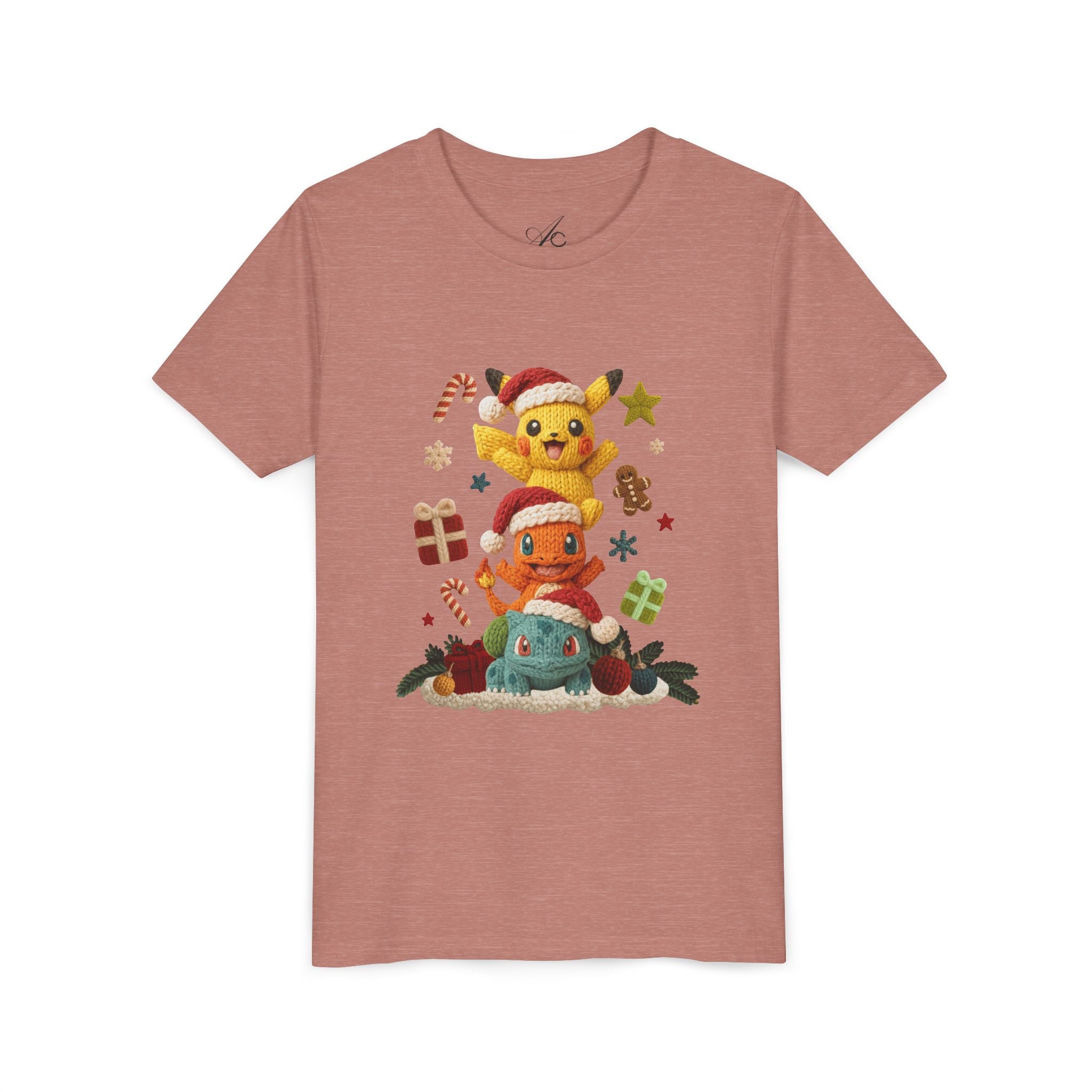 Kids Holiday Tee  Cute Stacked cartoon Characters Christmas Design