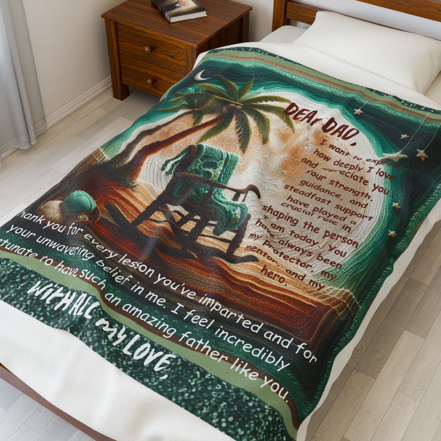 Dear Dad Velveteen Plush Blanket  Sentimental Father’s Day Gift with Rocking Chair Poem