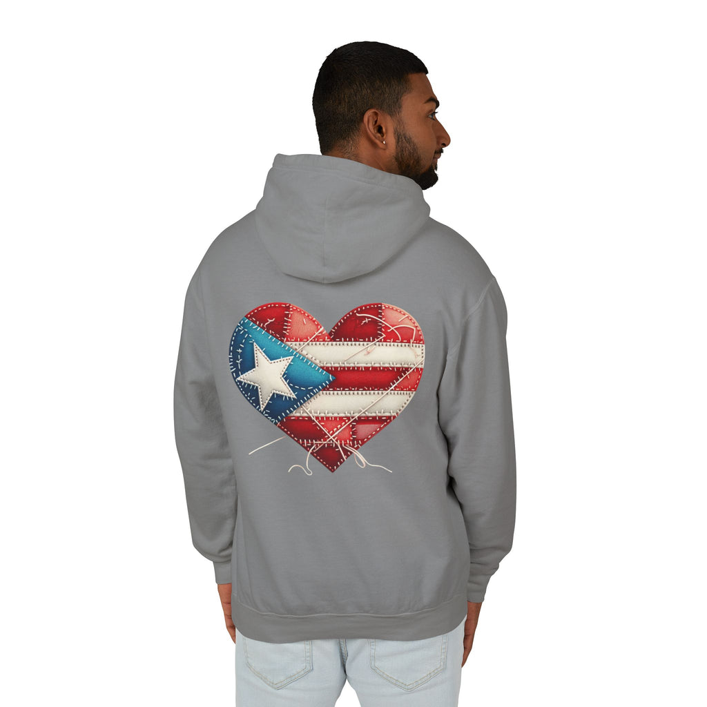 Jíbara Hoodie — Puerto Rican Heart Flag Lightweight Hooded Sweatshirt