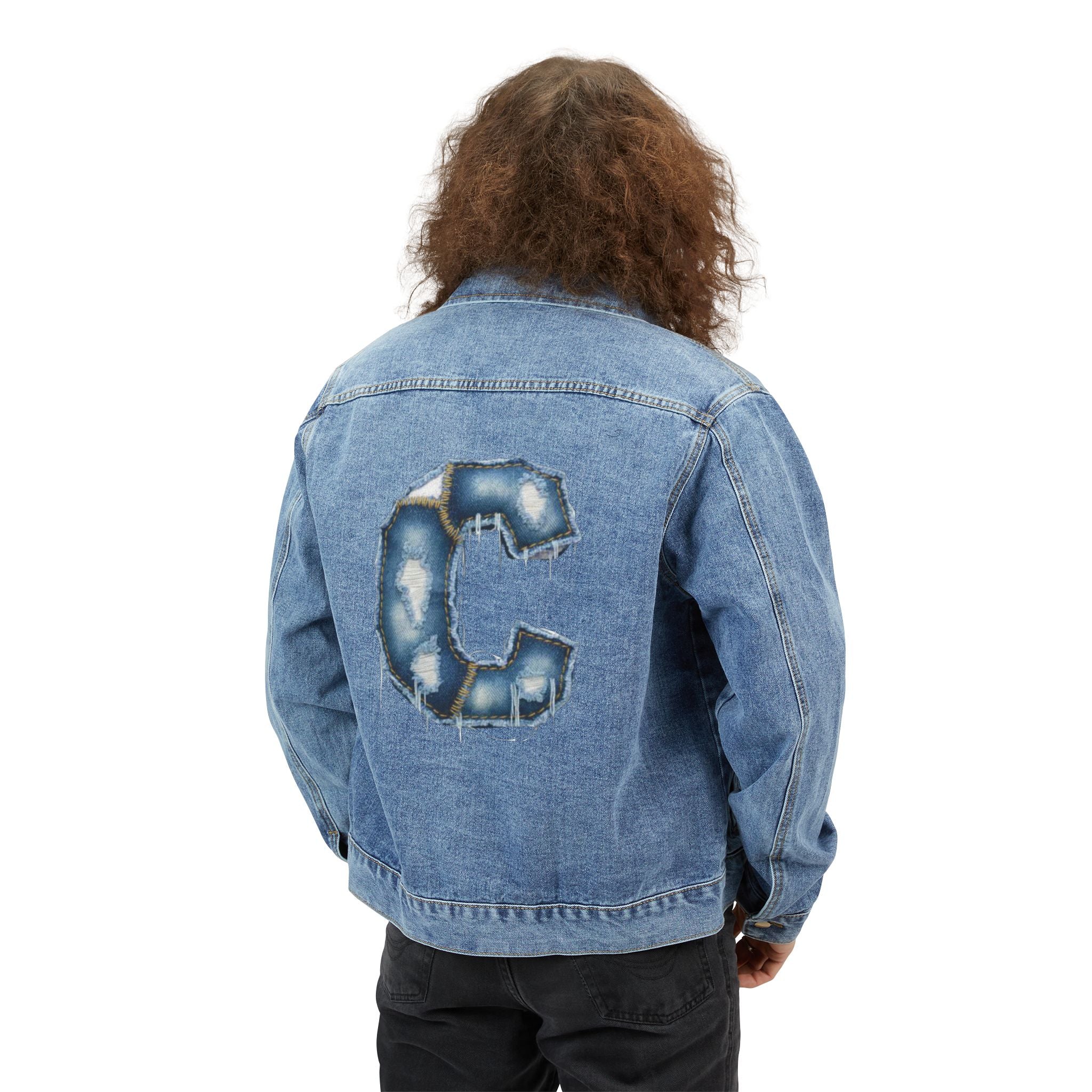Denim Jacket — Distressed 'C' Back Patch Casual Menswear