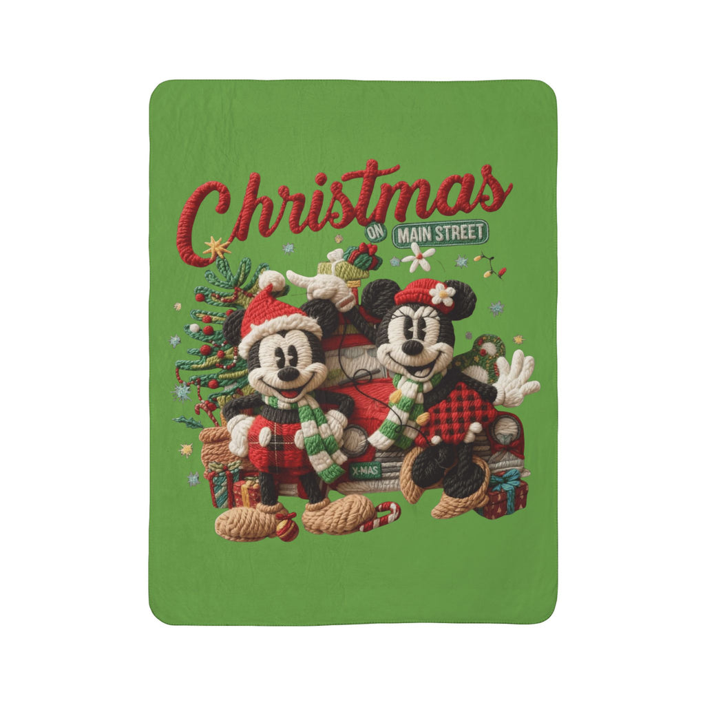 Christmas Sherpa Blanket — Holiday Mickey & Minnie Plush Knit Design