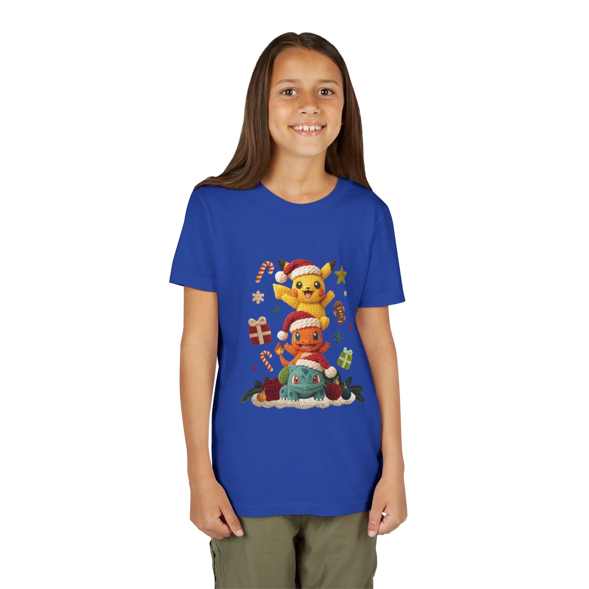 Kids Holiday Tee  Cute Stacked cartoon Characters Christmas Design