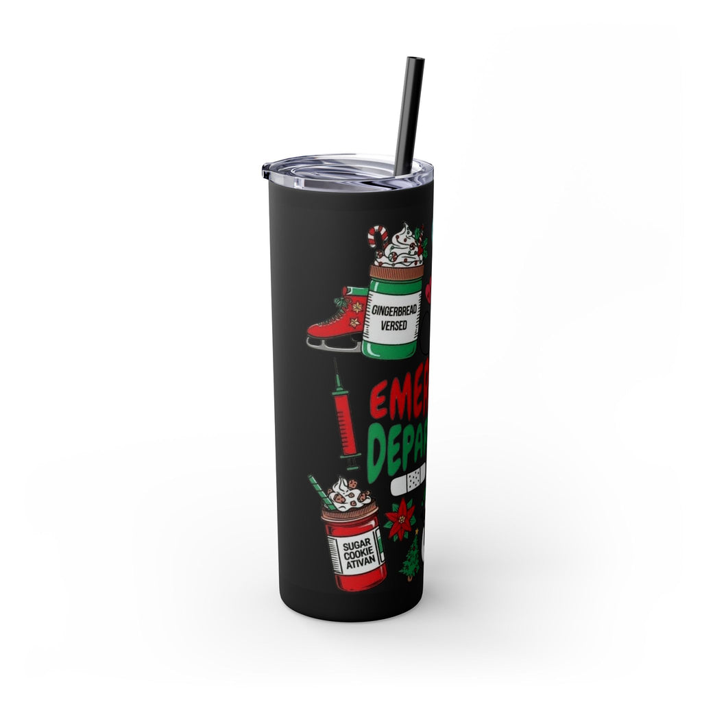 Emergency Department Nurse Christmas Skinny Tumbler - 20oz Holiday Medical Travel Cup with Straw Medical Christmas Mug