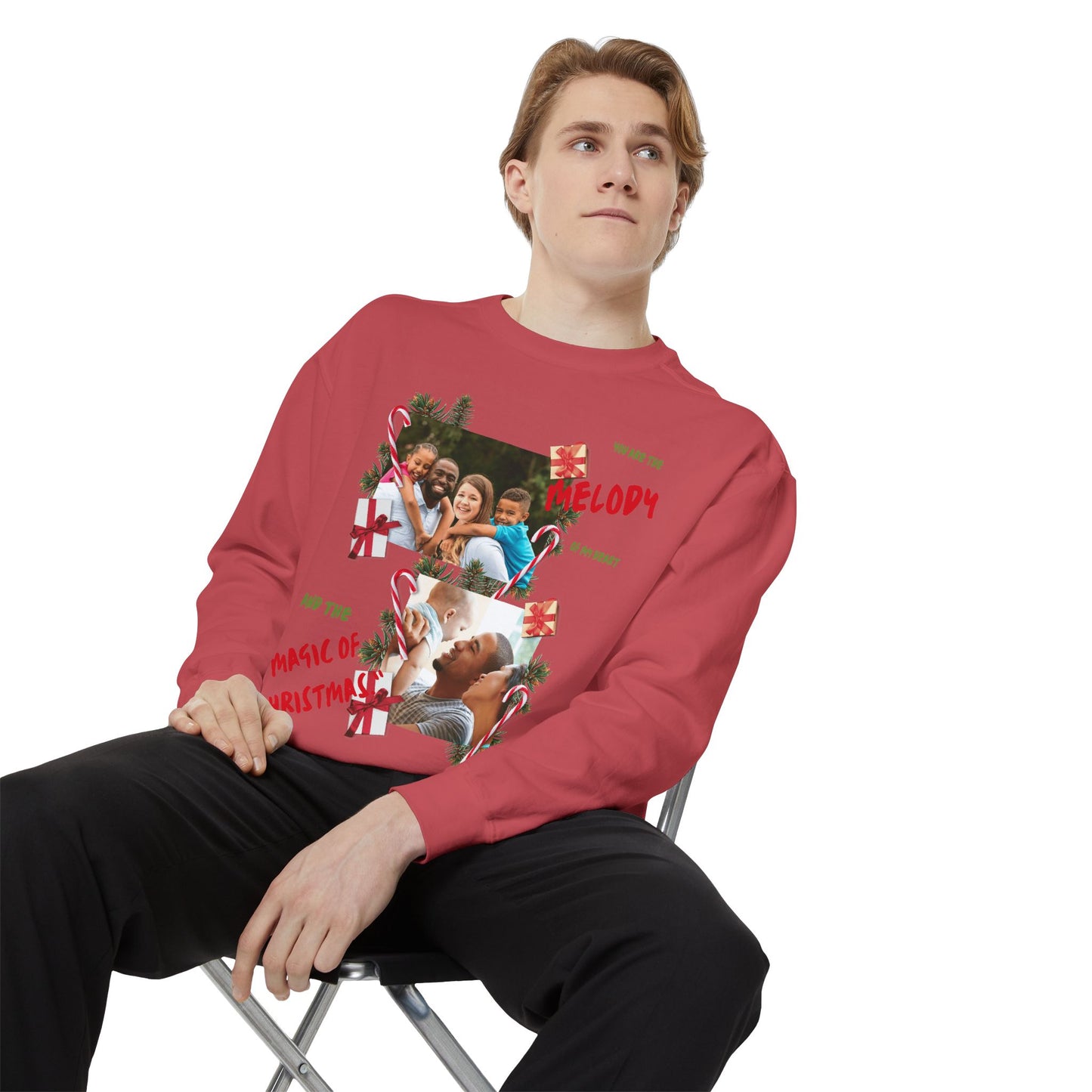 Personalized Christmas Photo Sweatshirt – “You Are the Melody” Holiday Crewneck