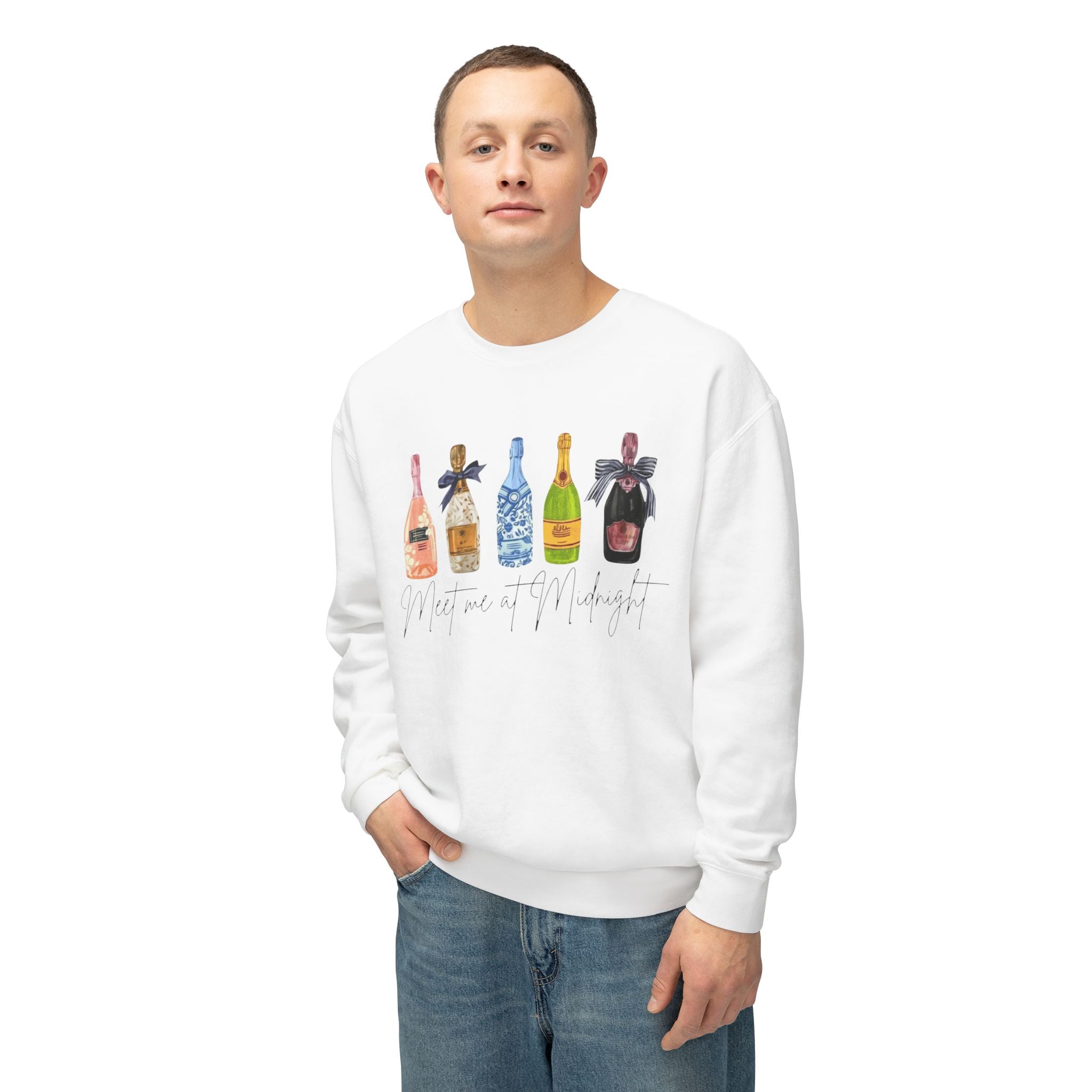 Champagne Bottles Crewneck Sweatshirt  Celebratory Bubbly Graphic