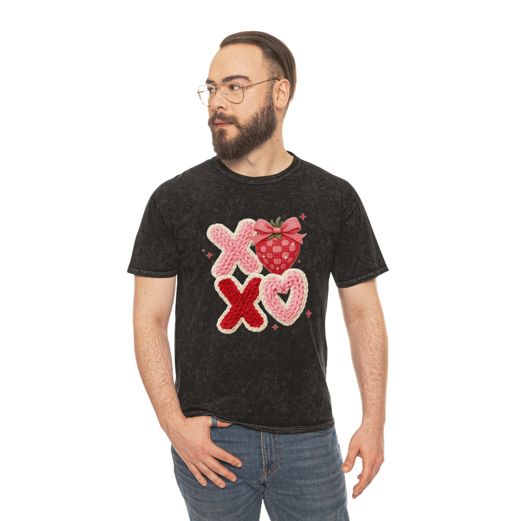 Valentine Strawberry XOXO Mineral Wash T-Shirt