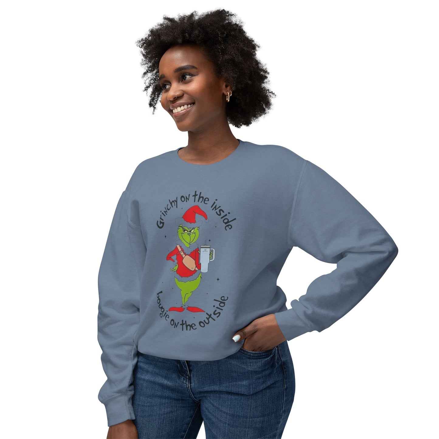 Funny, Cute & Classic Christmas Designs Grinchy on the Inside Crewneck Sweatshirt