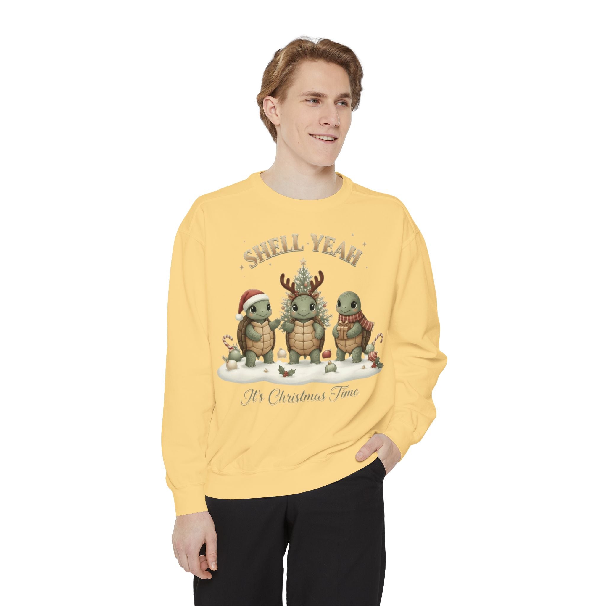 Christmas Turtle Sweatshirt  "Shell Yeah, It’s Christmas Time" Holiday Pullover