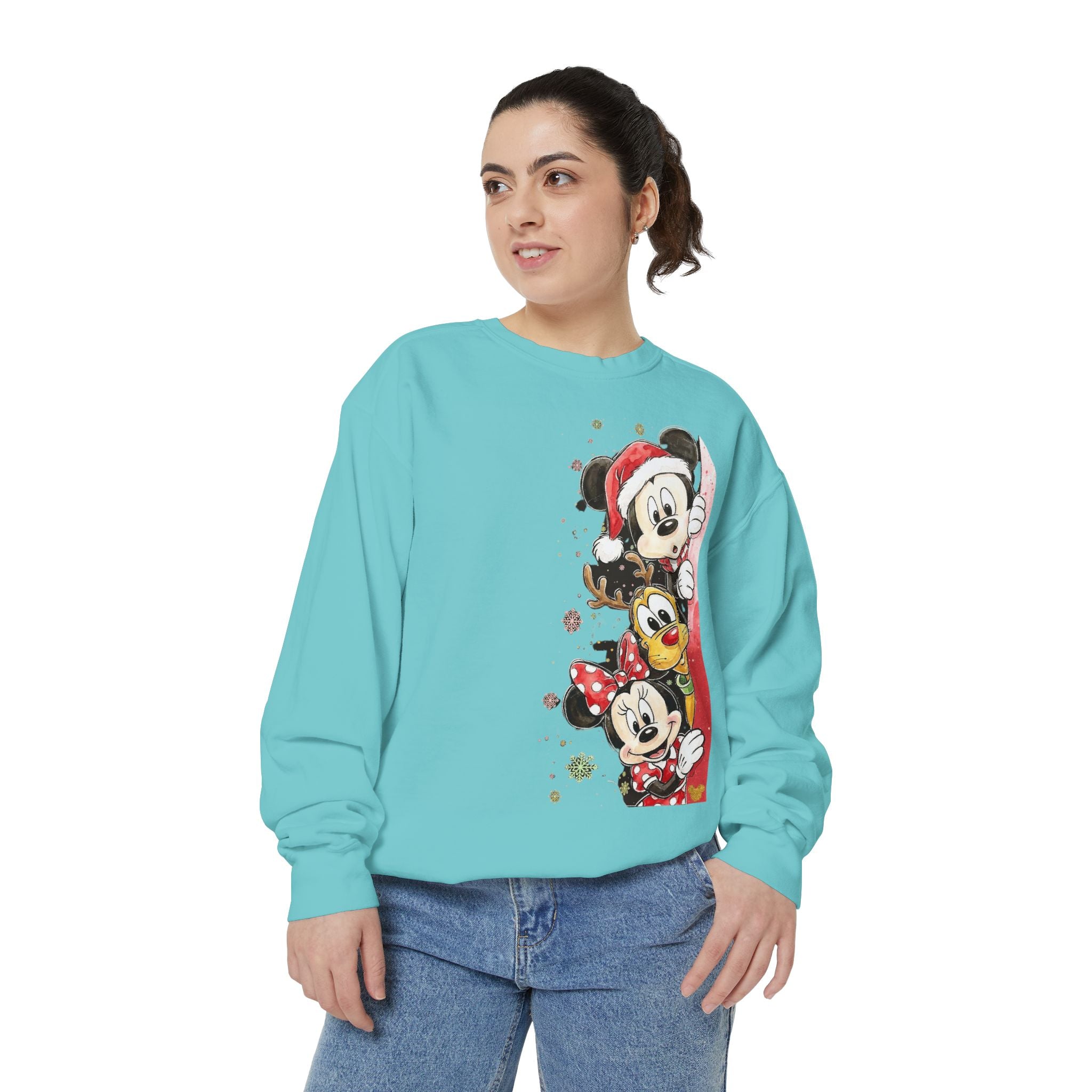 Christmas Disney Characters Sweatshirt  Mickey, Minnie & Pluto Holiday Crew Cartoon Christmas T-shirts and Sweaters