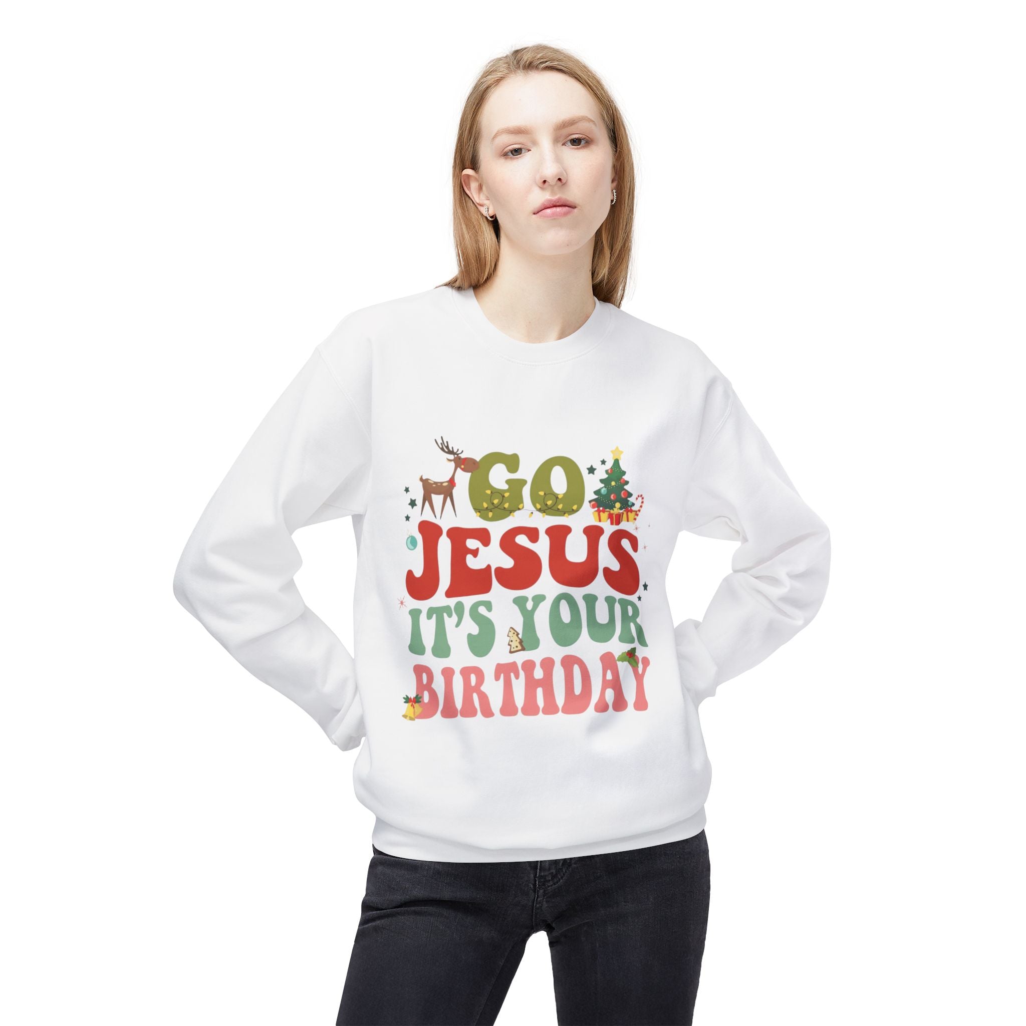 Festive Holiday Designs Go Jesus It’s Your Birthday Christmas Sweatshirt
