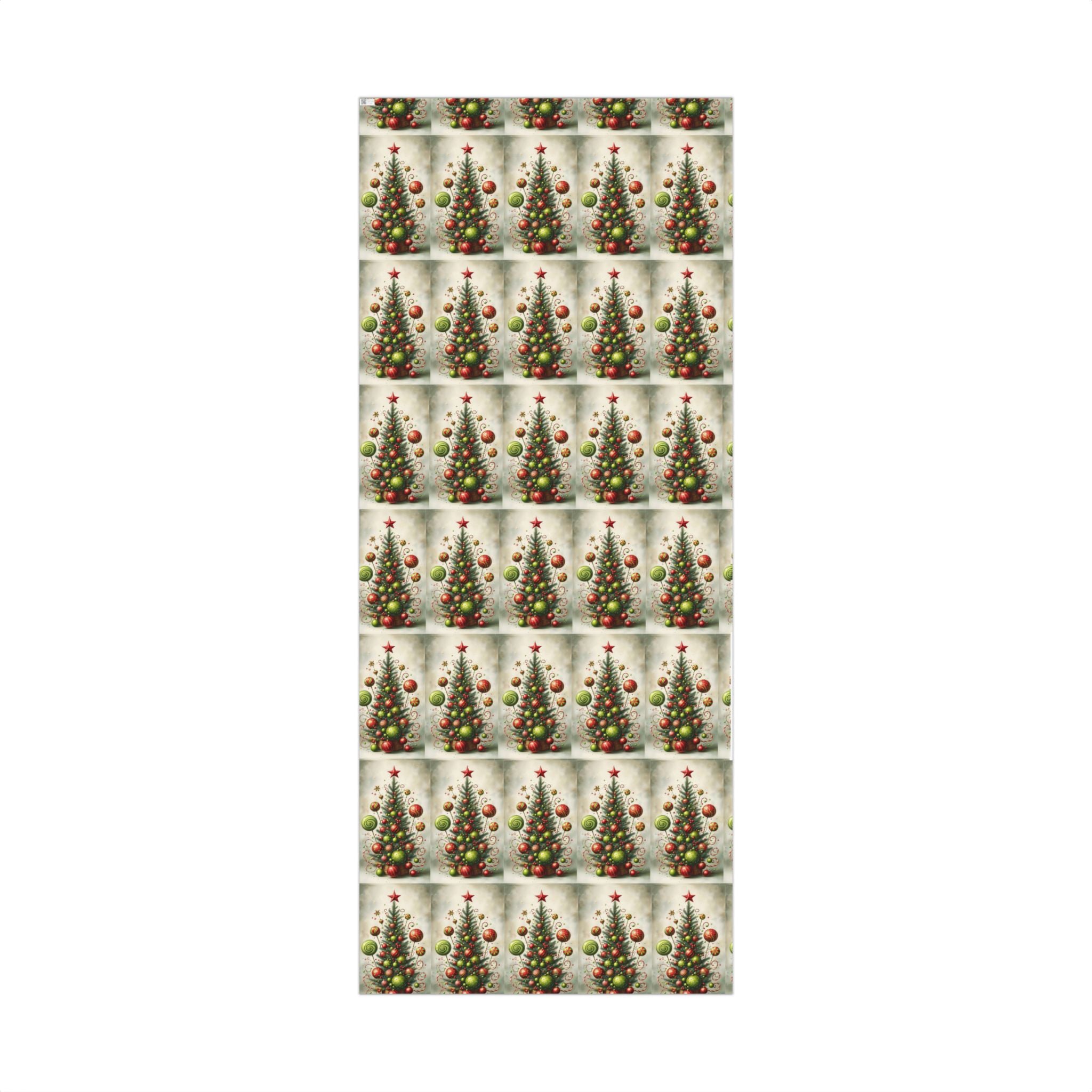 Christmas Tree Ornament Gift Wrap Paper — Vintage Holiday Wrapping Sheets