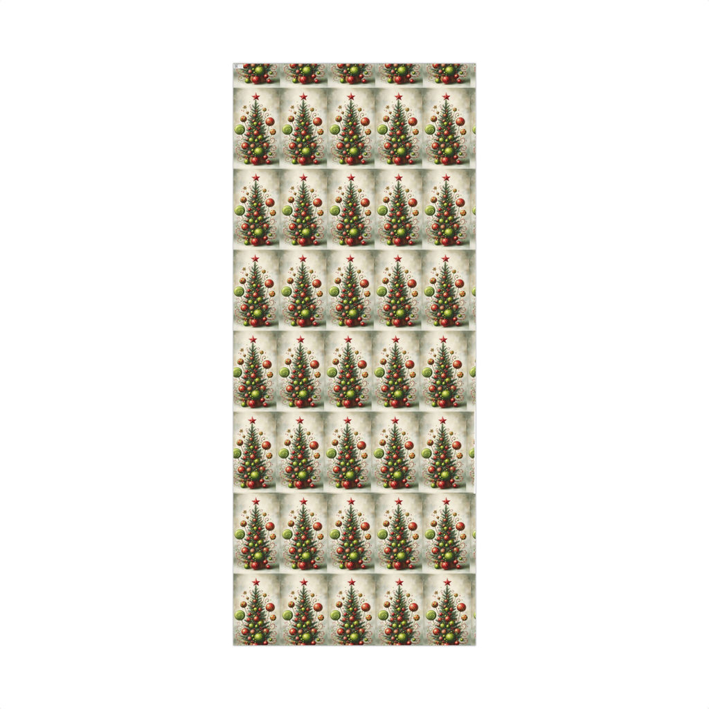 Christmas Tree Ornament Gift Wrap Paper — Vintage Holiday Wrapping Sheets