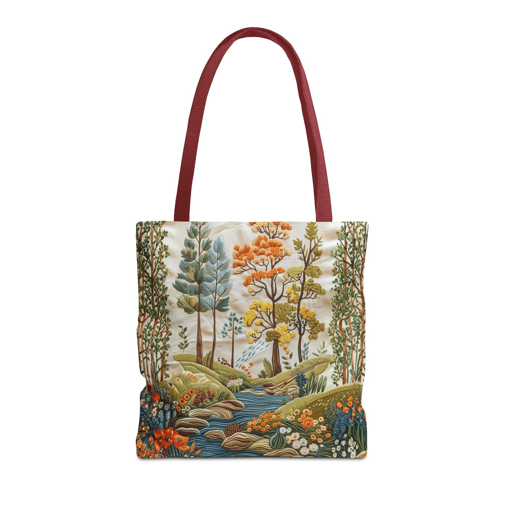 Scenic Meadow Tote Crochet-Decorated Tote Bags