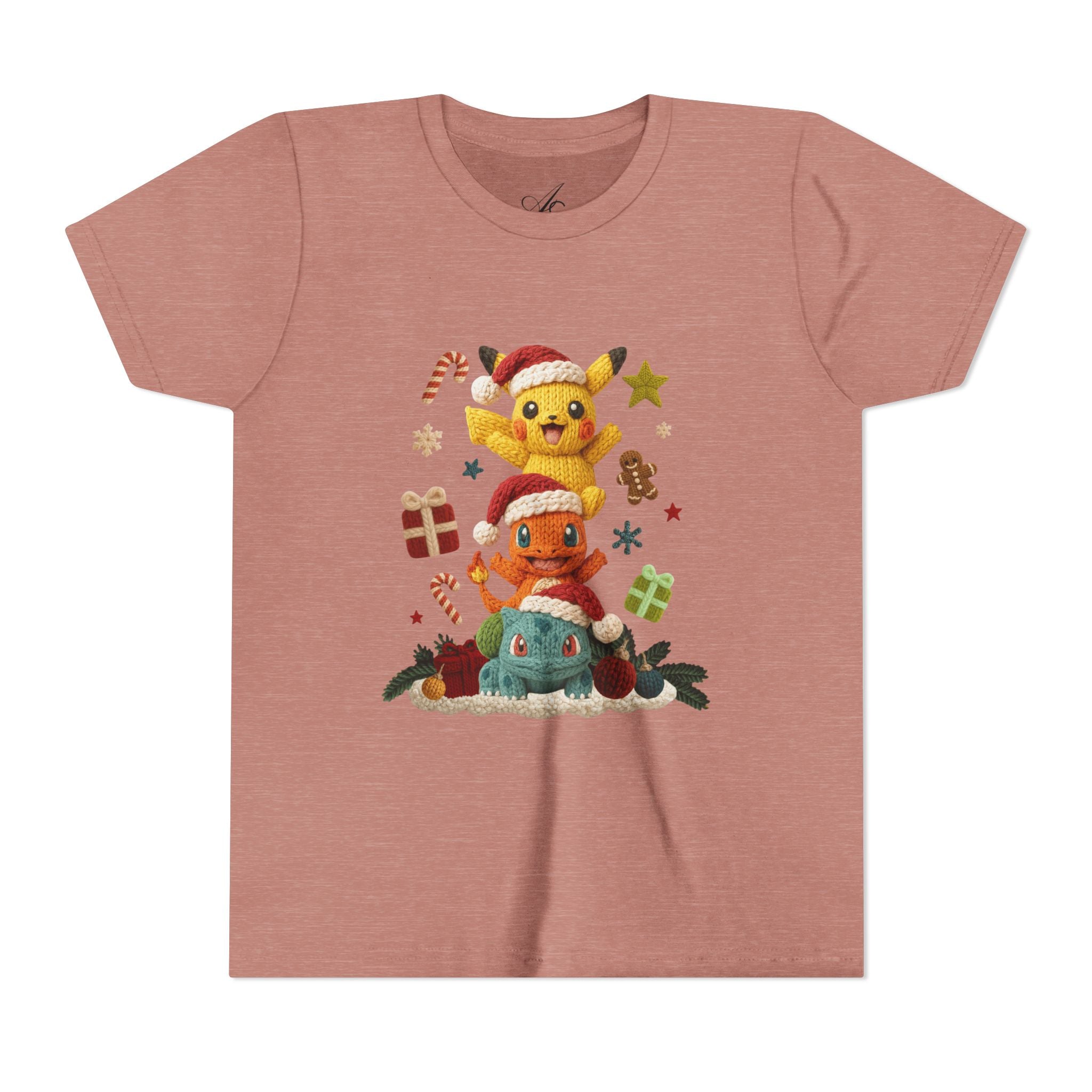 Kids Holiday Tee  Cute Stacked cartoon Characters Christmas Design