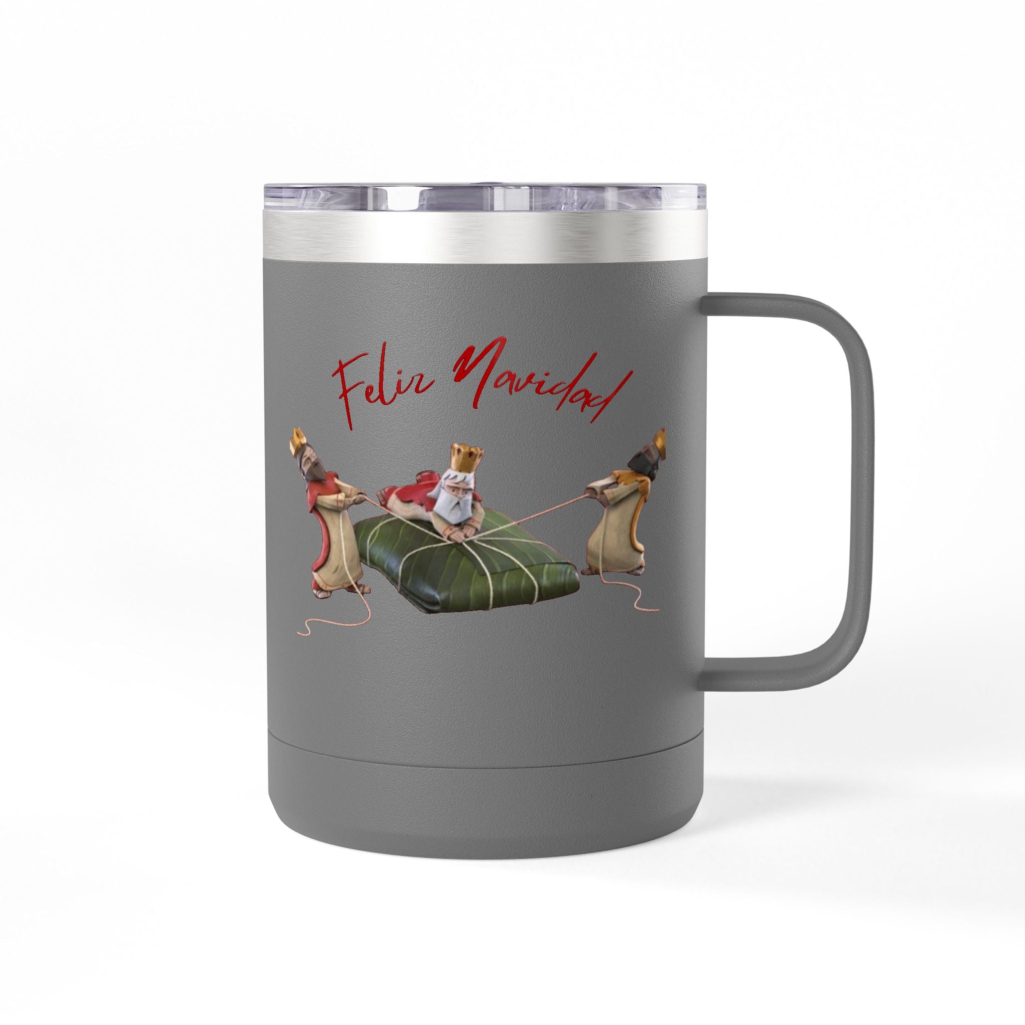 3 KINGS Holiday Travel Tumbler — 'Feliz Navidad' Dachshund Santa Design Coffee Cup for Fun Celebrations