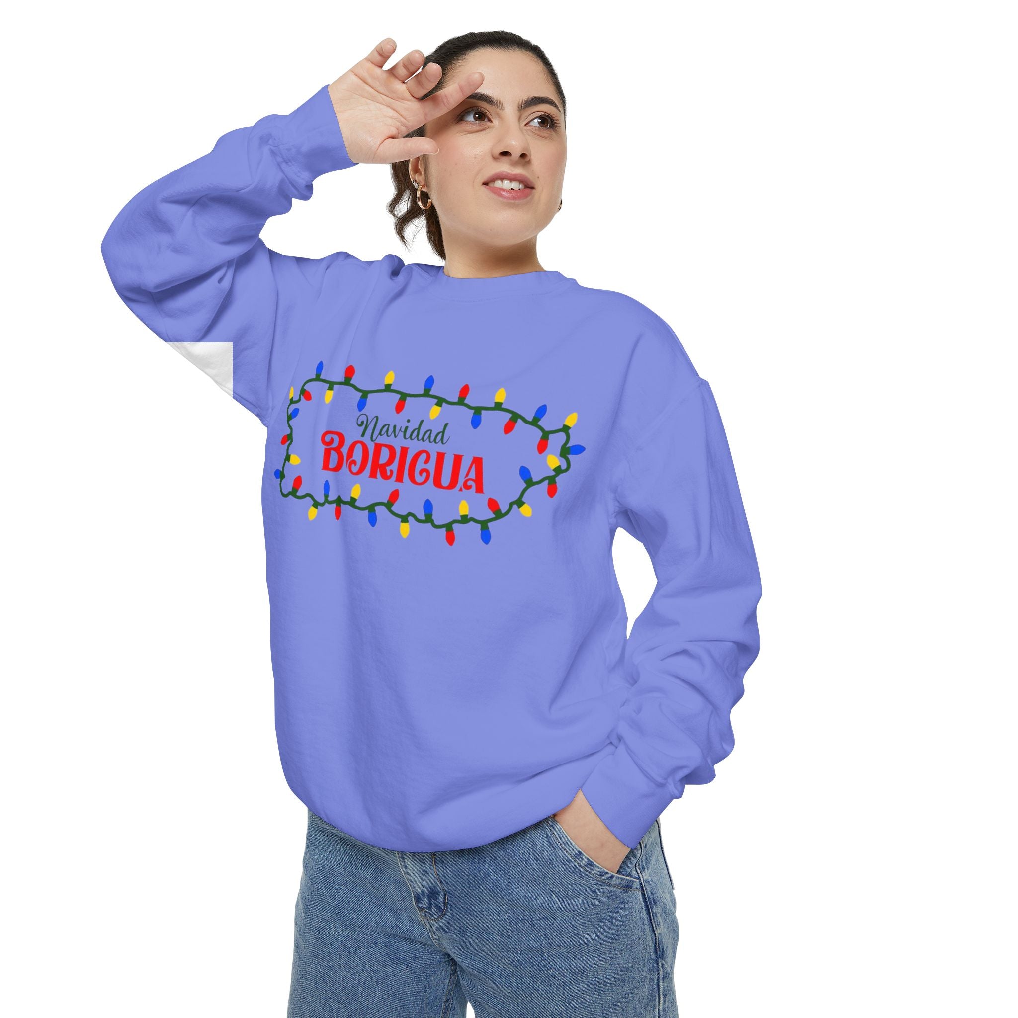Navidad Boricua Sweatshirt — Puerto Rican Holiday Sweater with Christmas Lights