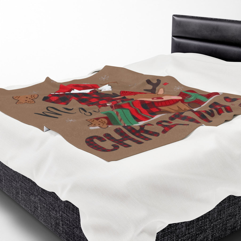 Santa’s Little Snuggle Blanket My 1st Christmas Reindeer Velveteen Plush Blanket